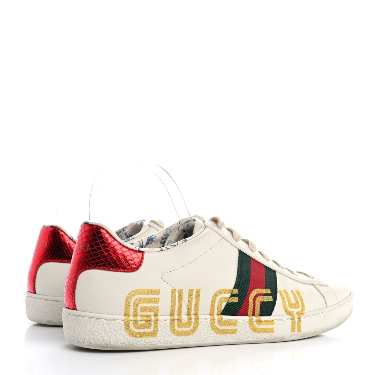 X SEGA Calfskin Ayers Web Guccy Womens Ace Sneakers 39.5 White