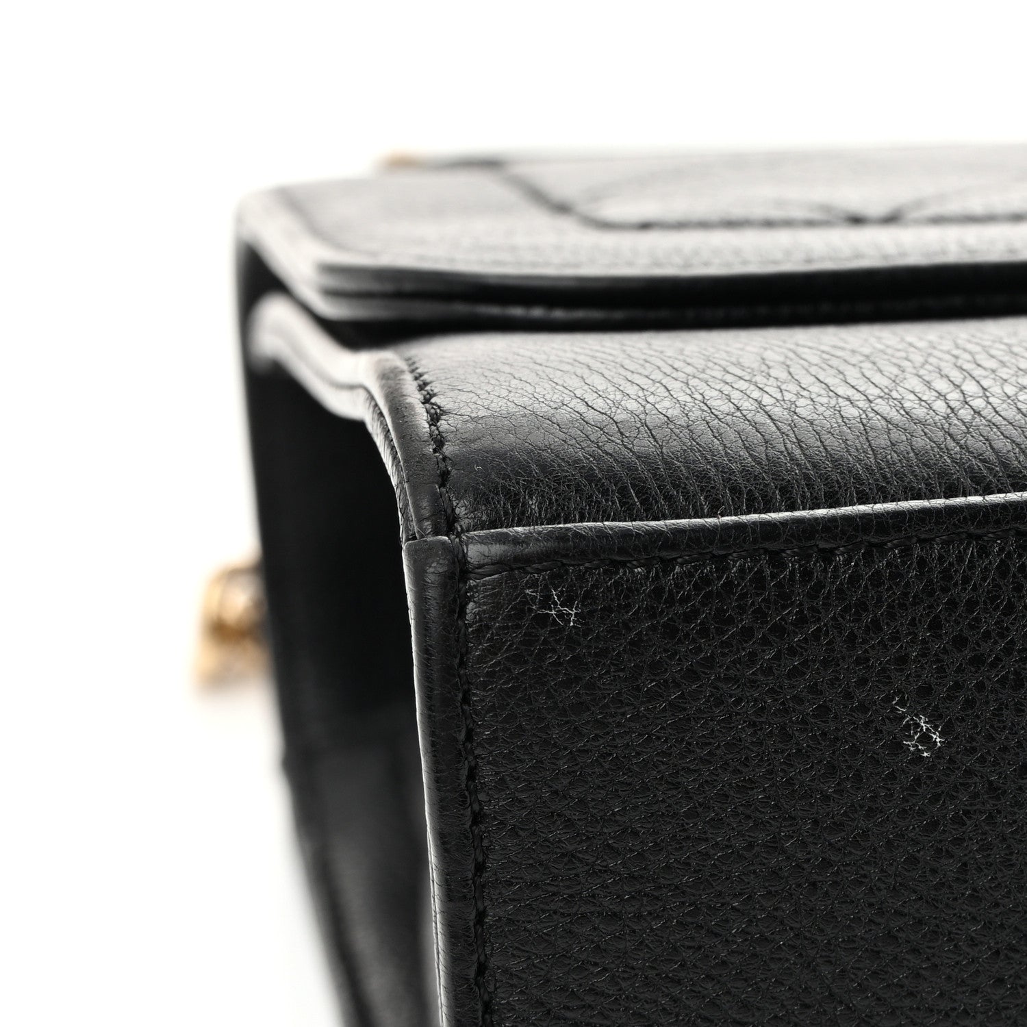 Grained Calfskin Quilted Medium Label Click Flap Bag Black