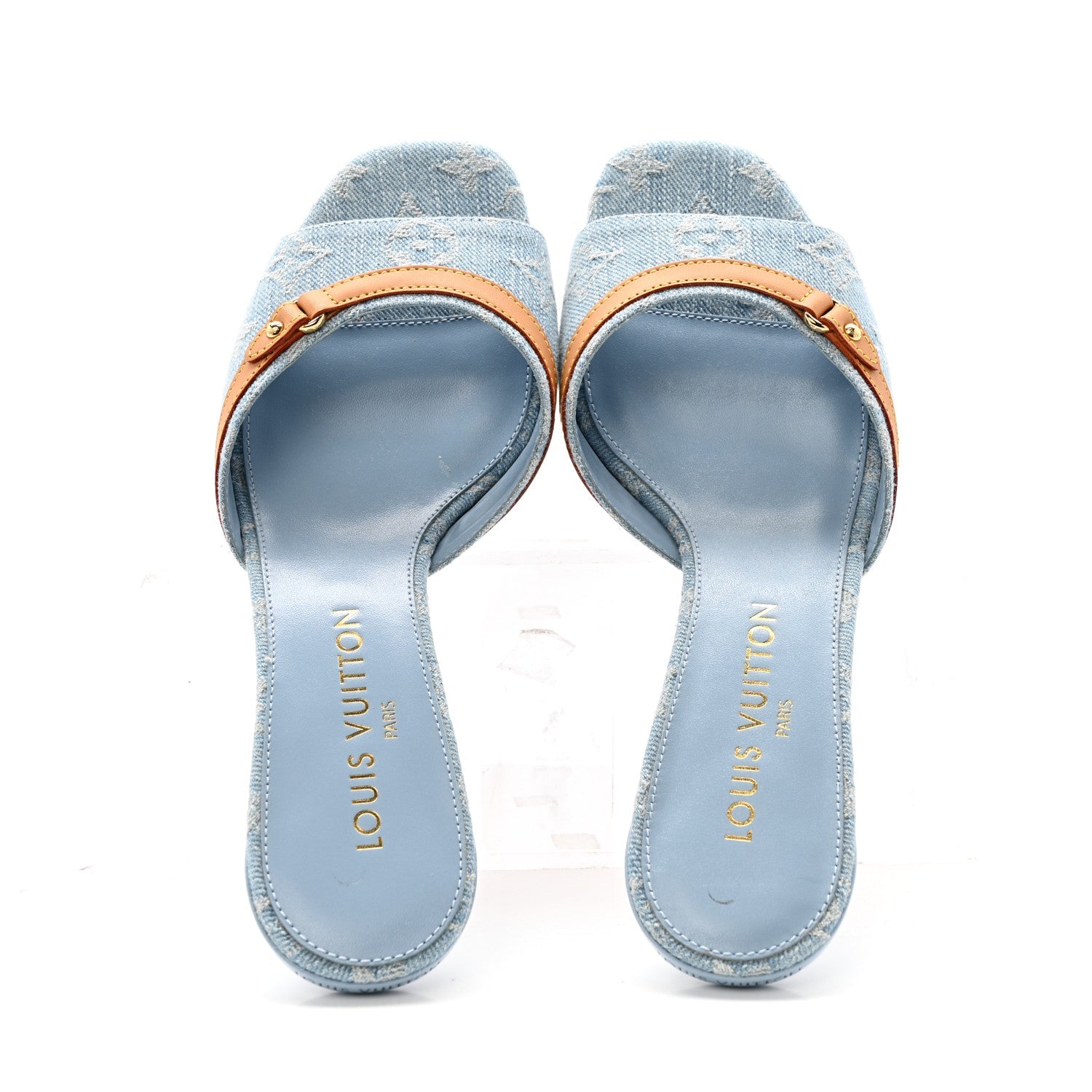 Denim Monogram Neo Revival Mules 39 Light Blue