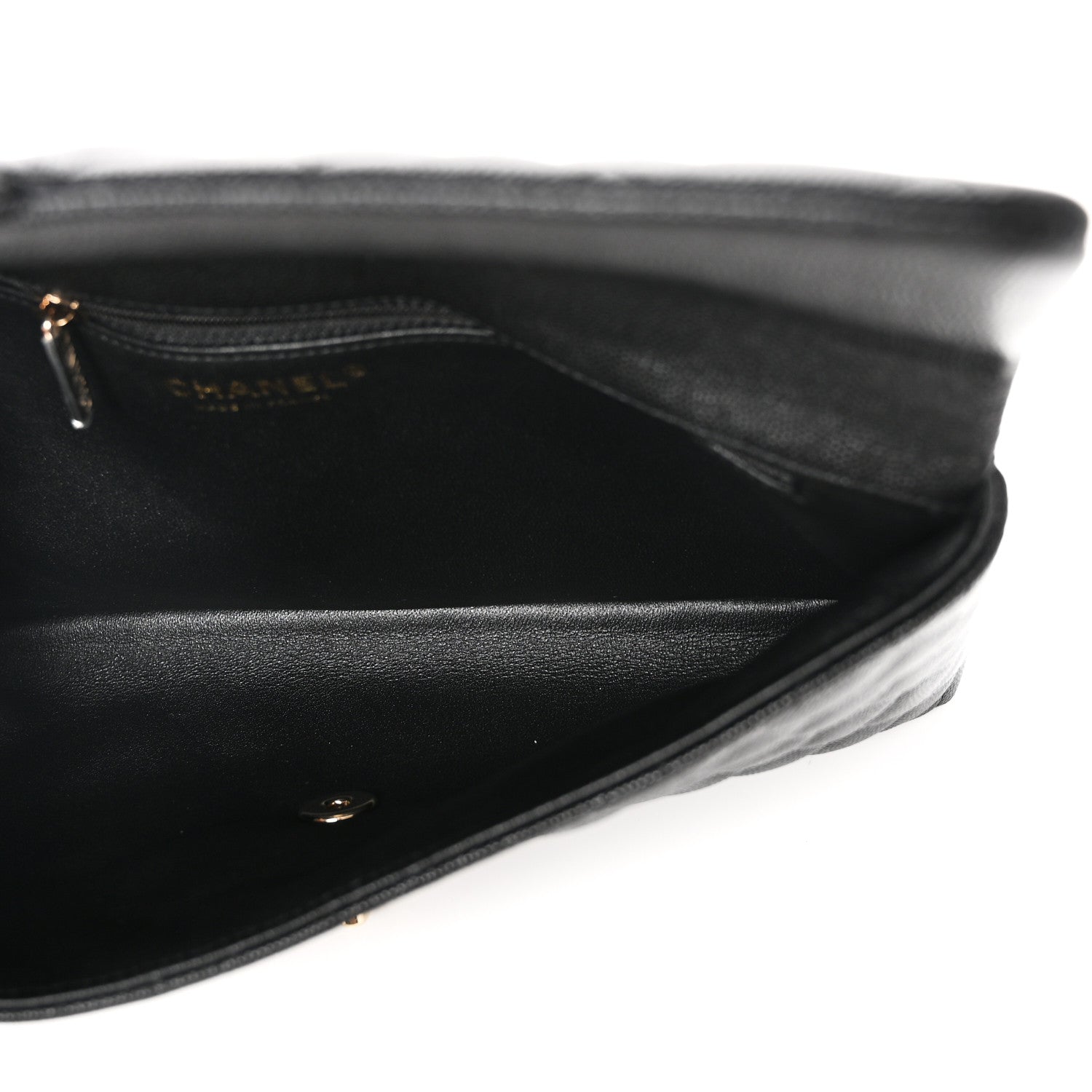Caviar Quilted Flap Clutch Black