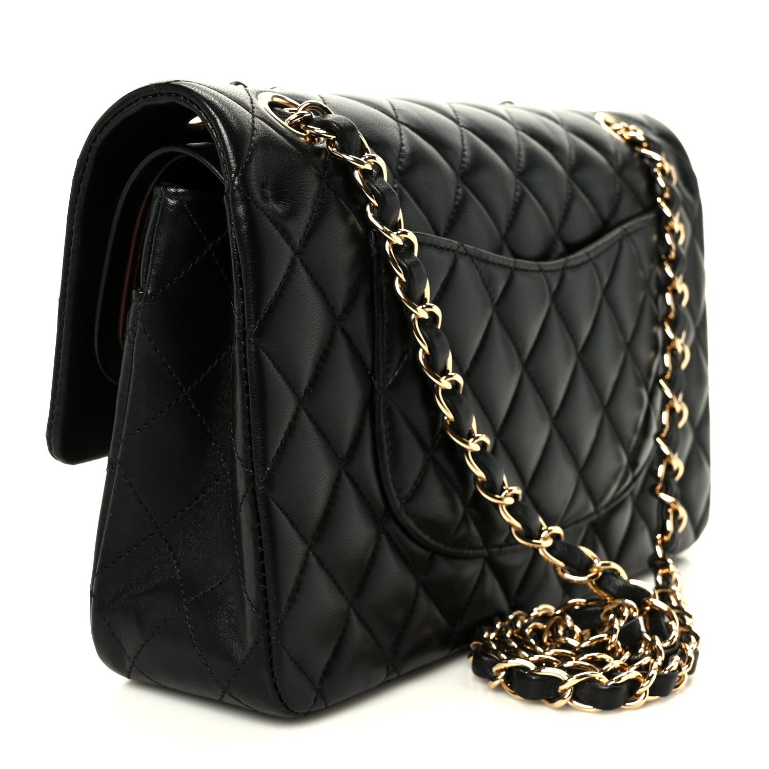 Lambskin Quilted Small Double Flap Black