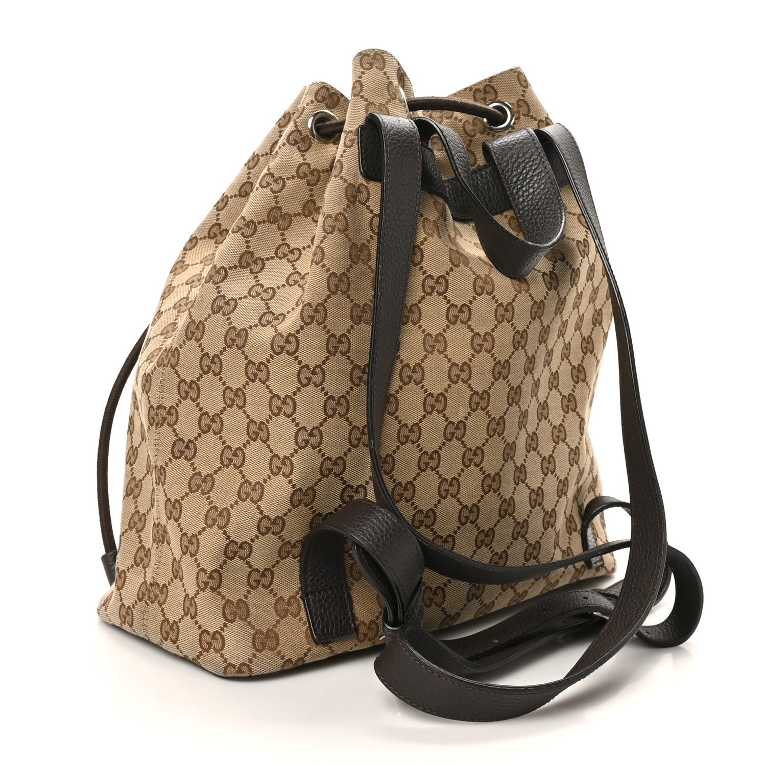 Monogram Dollar Calfskin O Drawstring Backpack Beige Ebony Testa di Moro Dark Chocolate