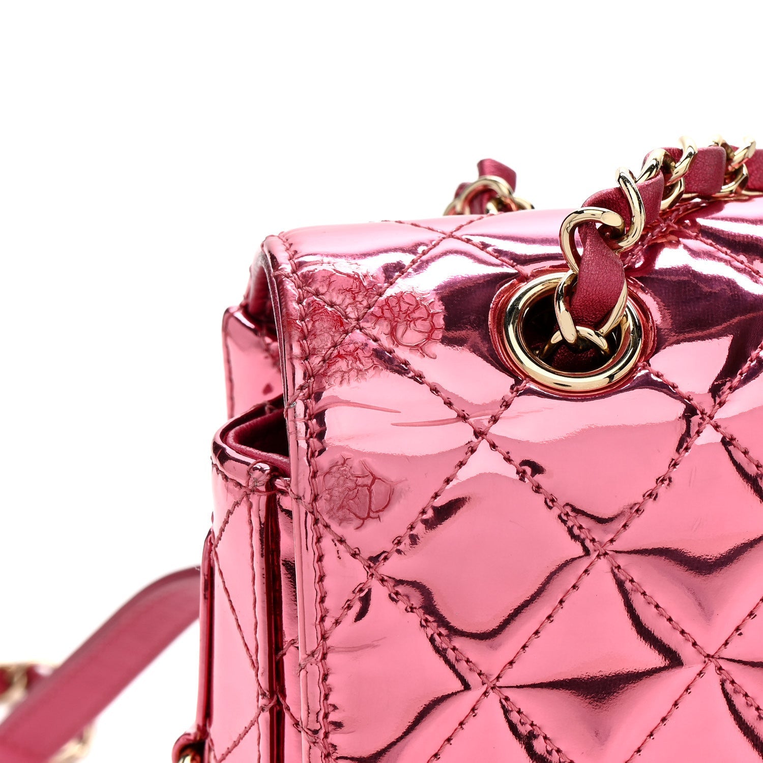 Mirror Calfskin Metallic Calfskin Quilted Hollywood Boulevard Backpack Pink
