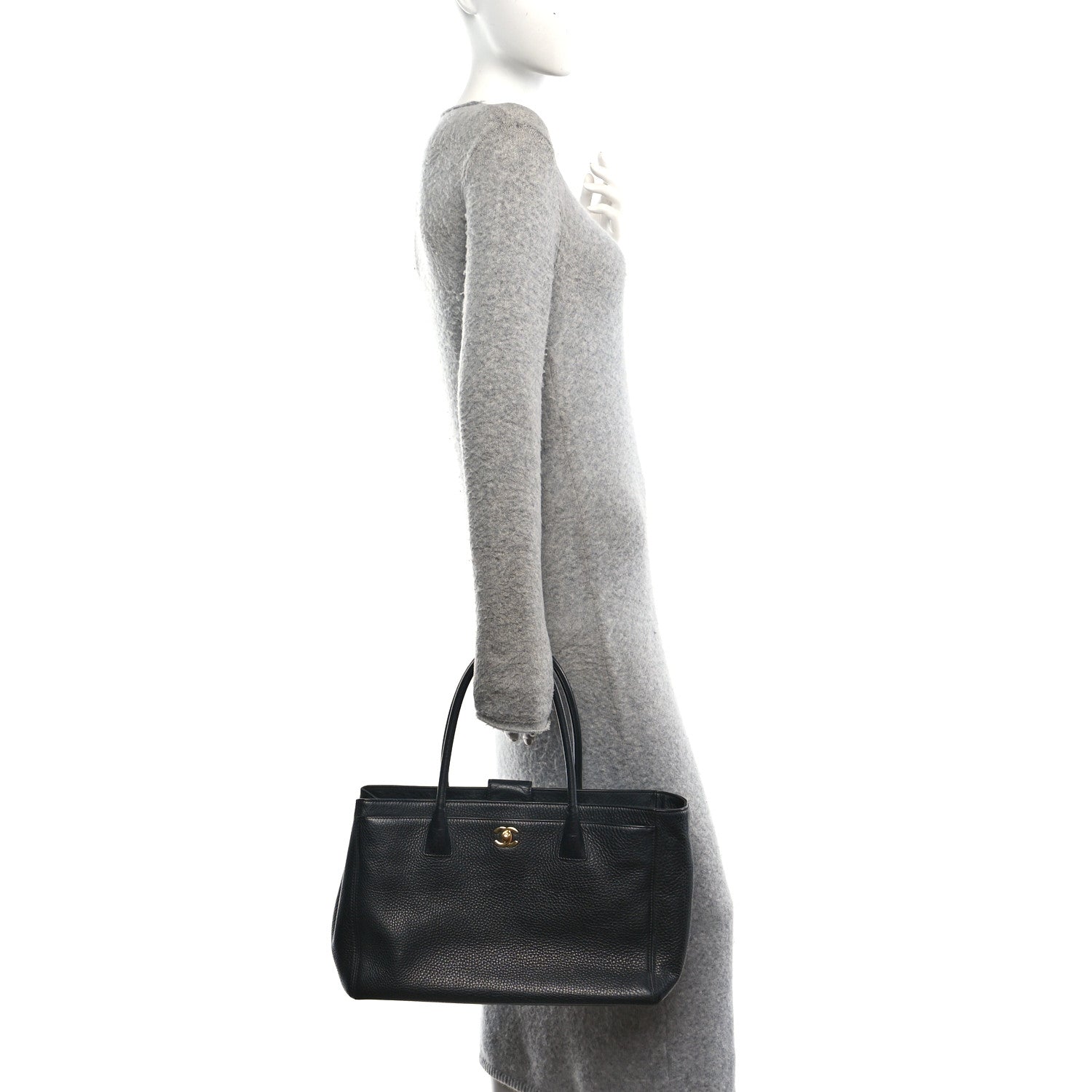 Calfskin Cerf Executive Shopper Tote Black