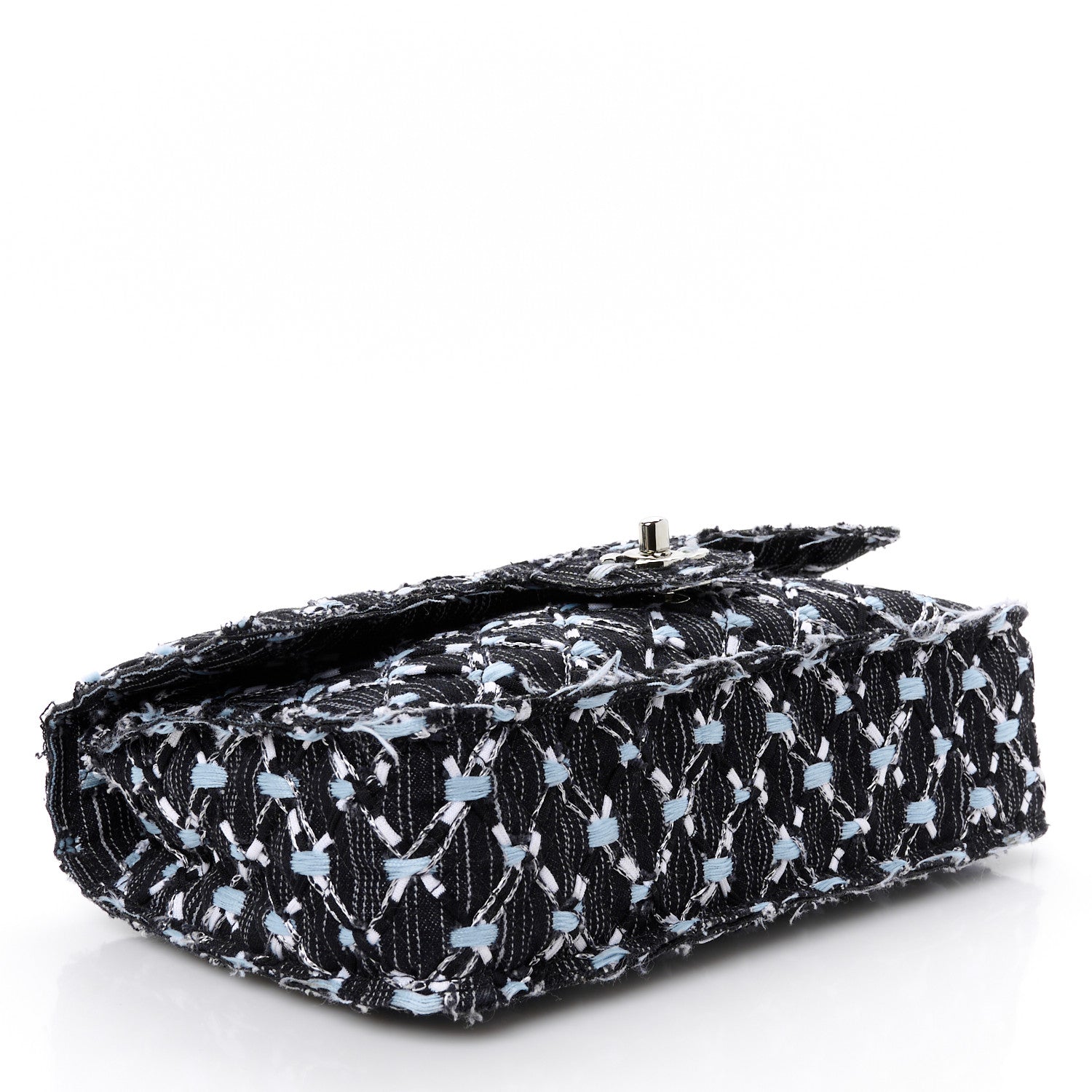 Woven Denim Medium Flap Light Blue