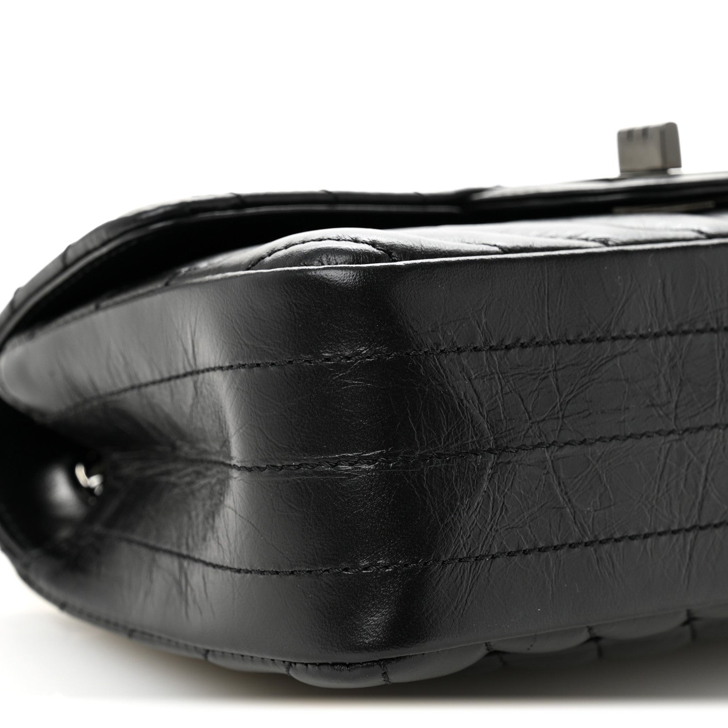 Aged Calfskin Chevron Quilted 2.55 Reissue Mini Flap So Black