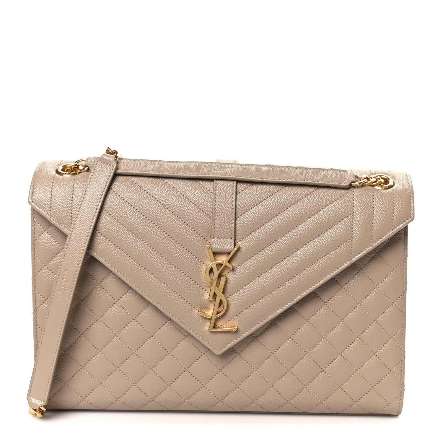 Grain De Poudre Mixed Matelasse Large Triquilt Monogram Satchel Dark Beige