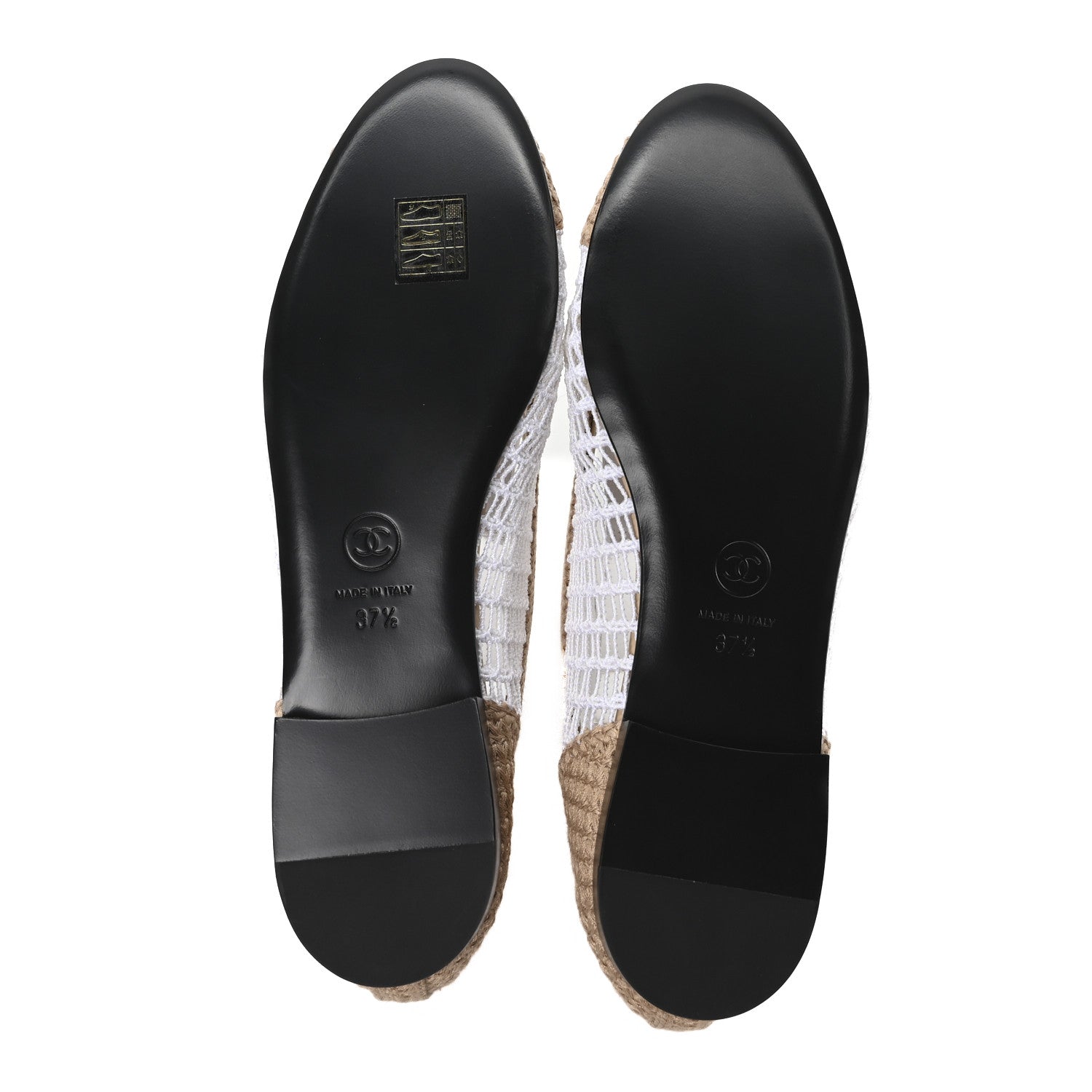Raffia Cap Toe Ballerina Flats 37.5 White Beige