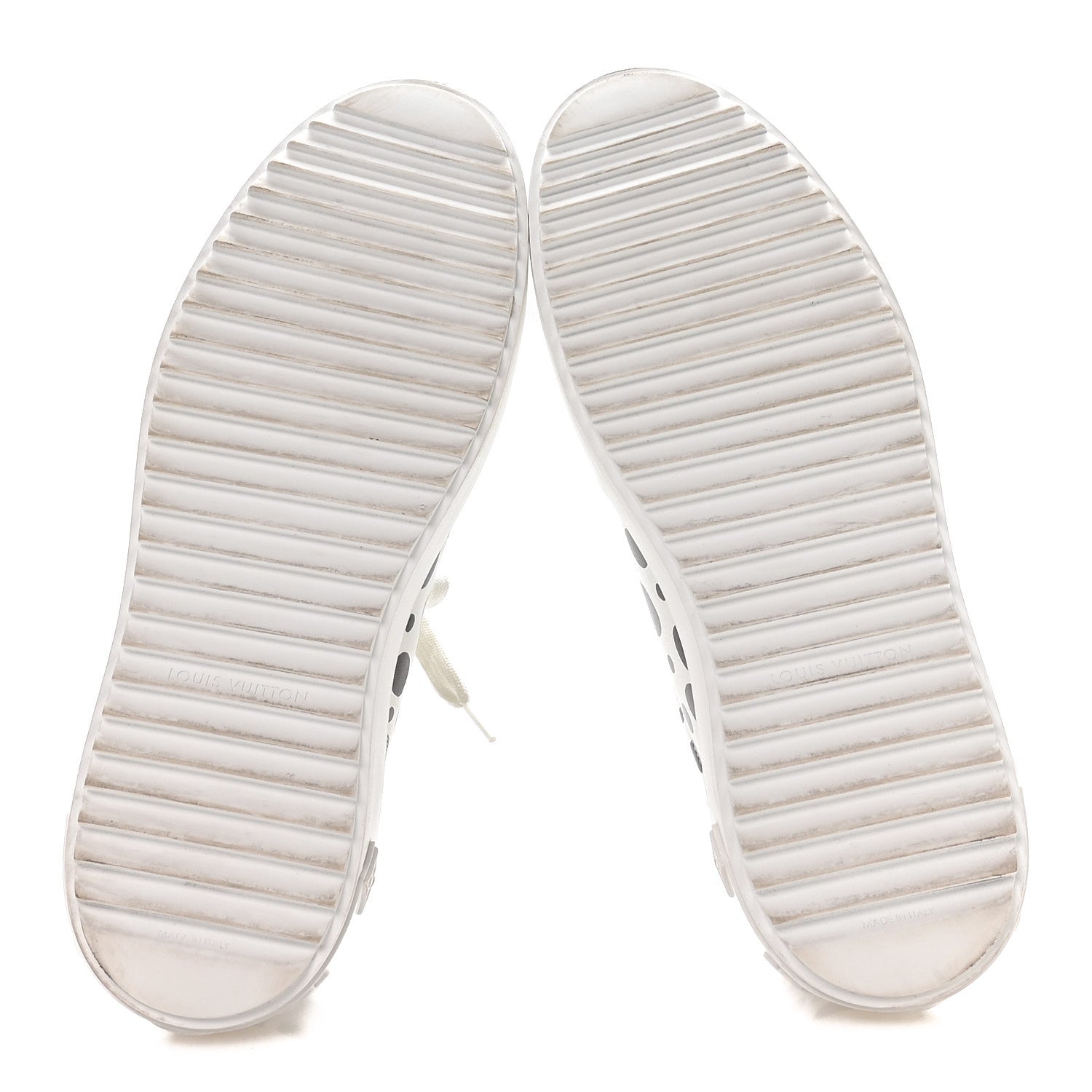 LV X YK Calfskin Printed Infinity Dots Time Out Sneakers 38.5 White