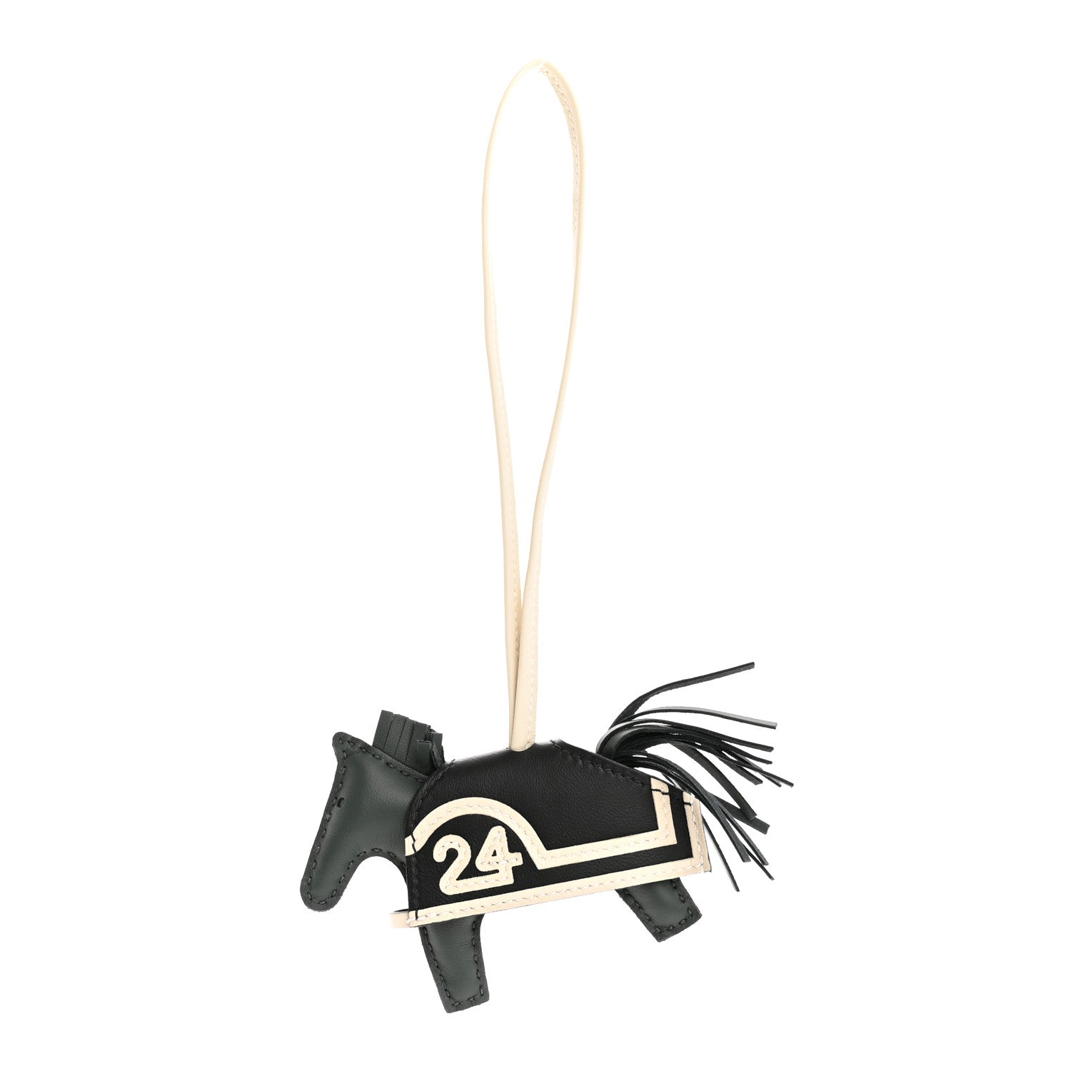 Milo Lambskin Grigri Rodeo Robeo 24 Bag Charm PM Vert Mangrove Black Craie