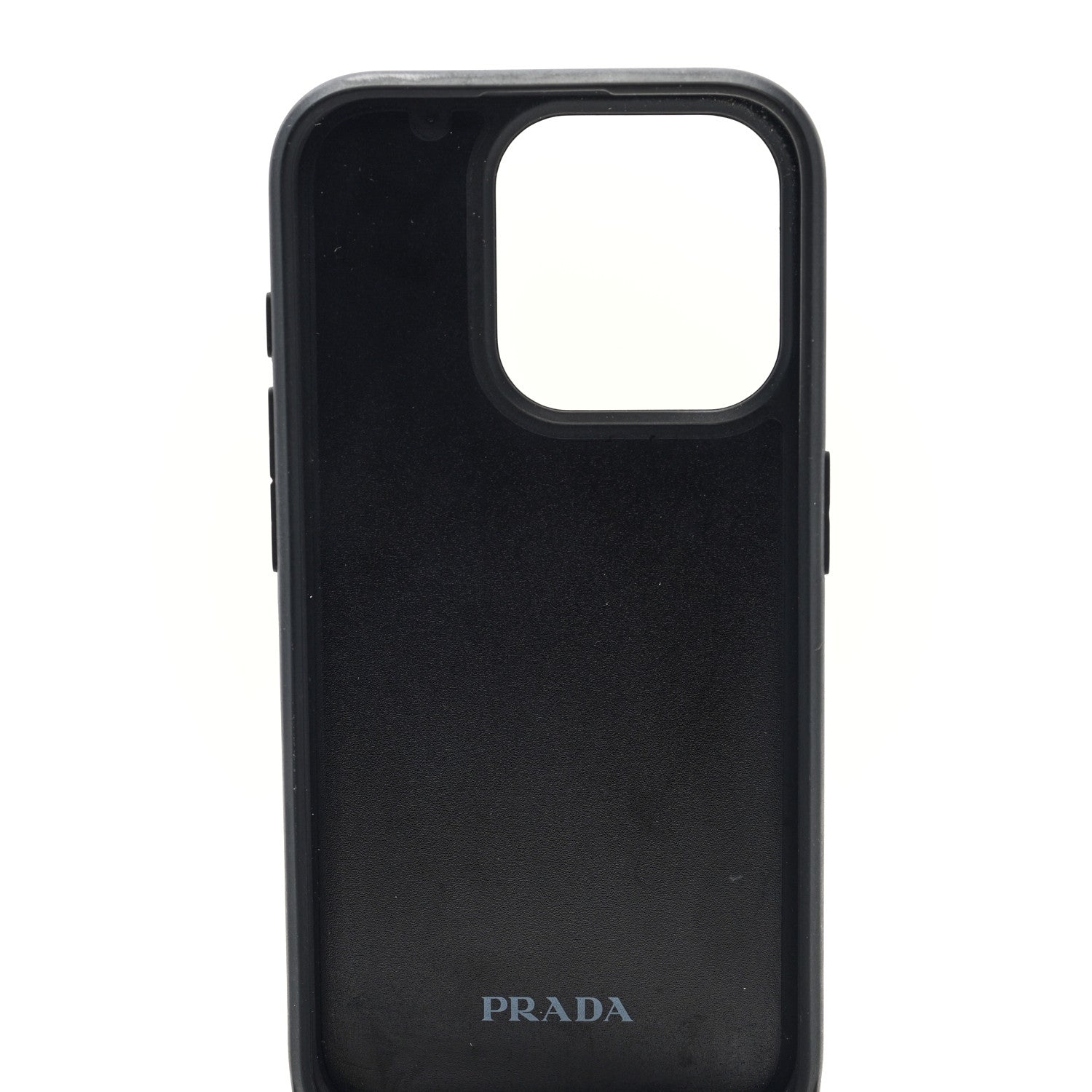 Saffiano iPhone 15 Pro Case With Strap Black