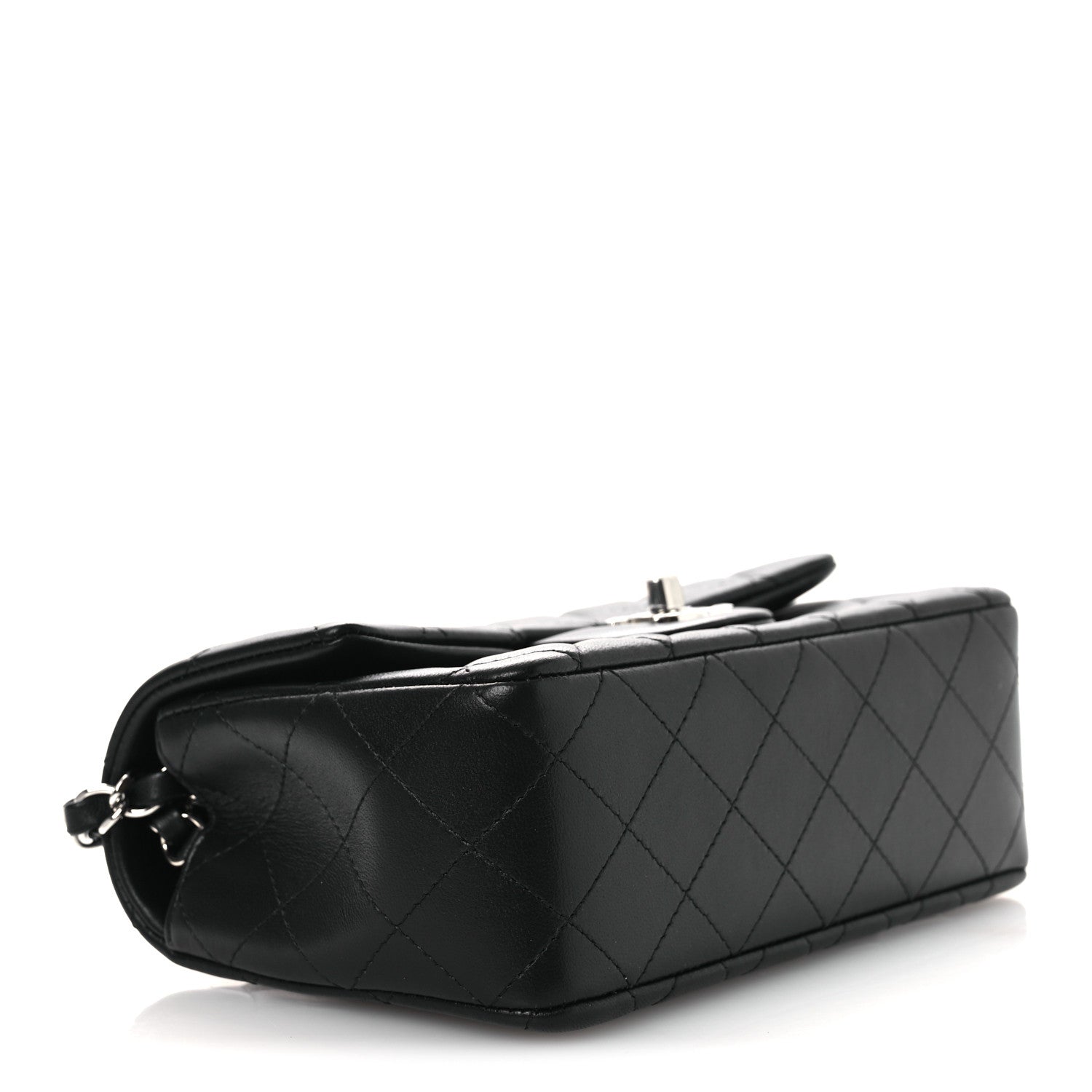 Lambskin Quilted Mini Rectangular Flap Black