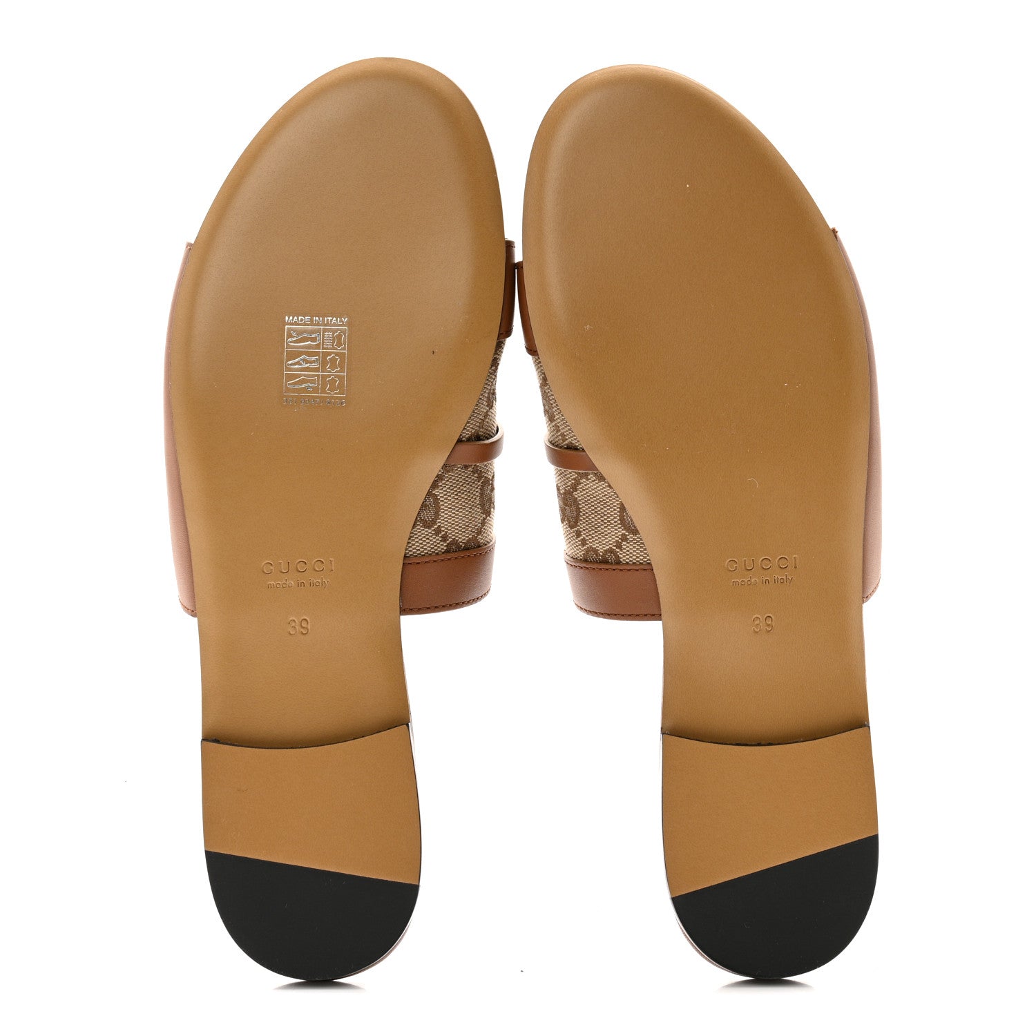 Calfskin Monogram Horsebit Womens Slide Sandals 39 Beige Ebony Sundial