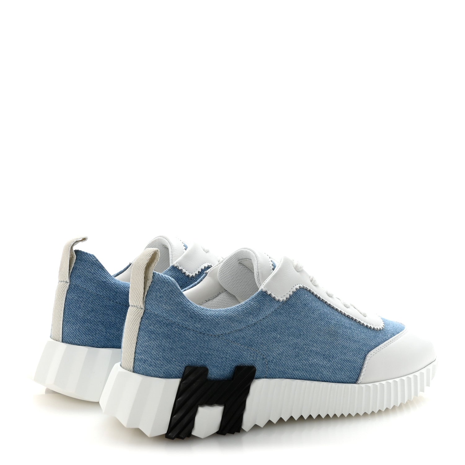 Denim Calfskin Bouncing Sneakers 37.5 Bleu Clair White