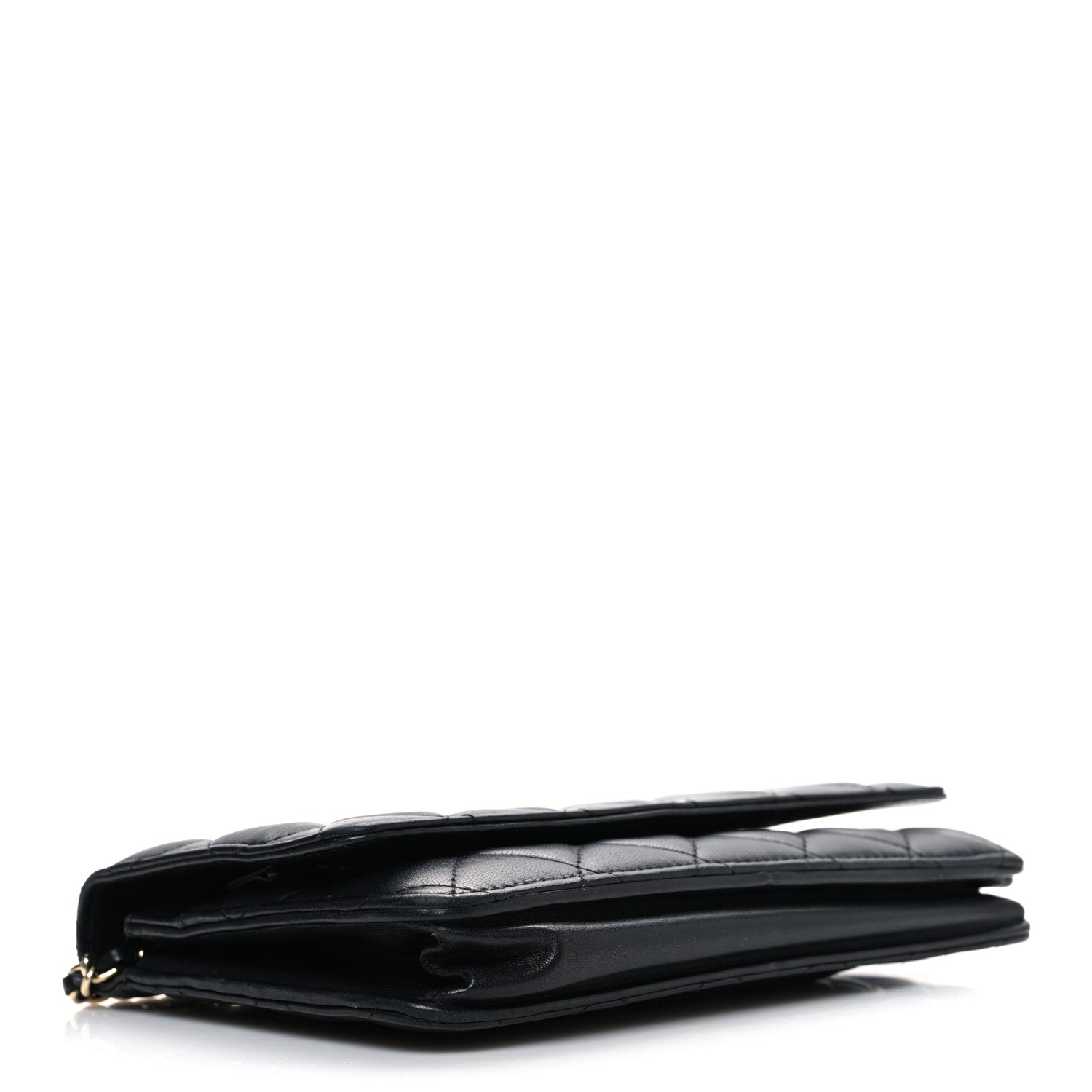 Lambskin Quilted Wallet On Chain WOC Black