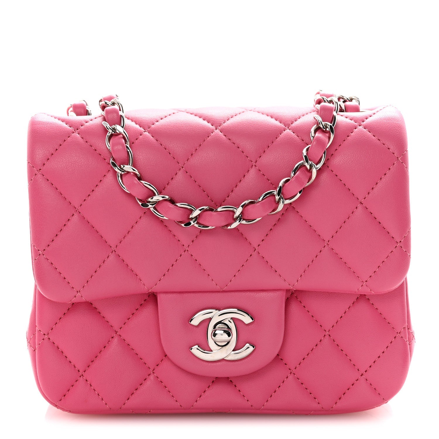 Lambskin Quilted Mini Square Flap Pink