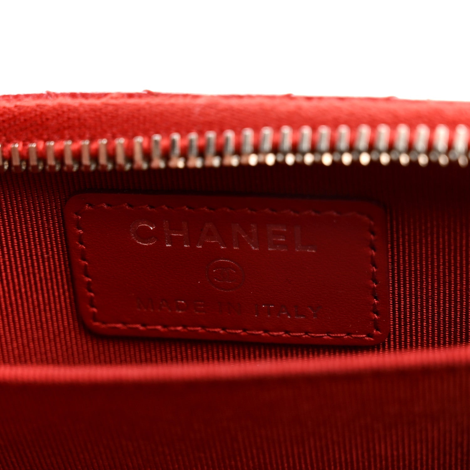 Caviar Chevron Quilted Zip Around Coin Purse Red