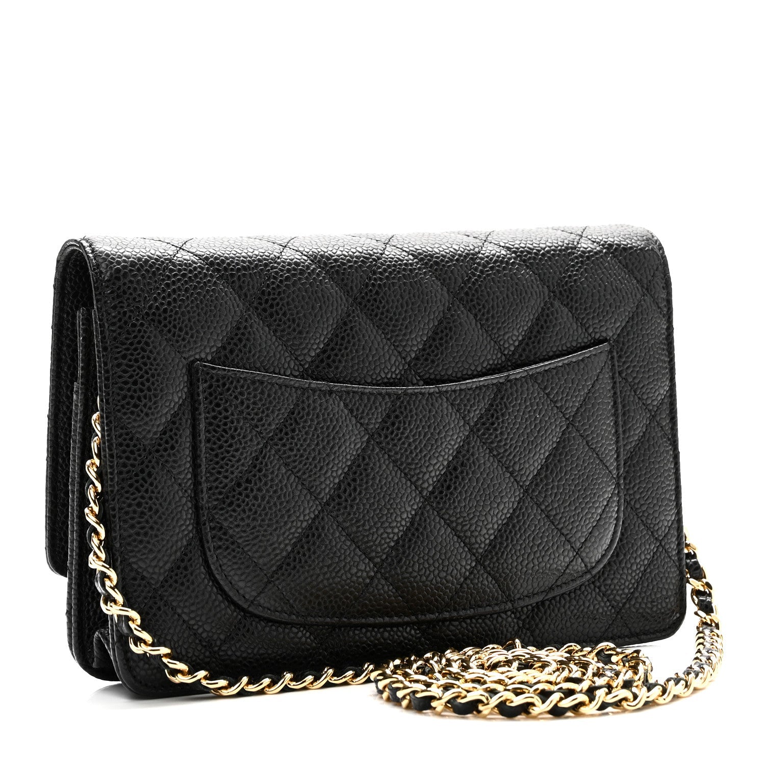 Caviar Quilted Wallet on Chain WOC Black