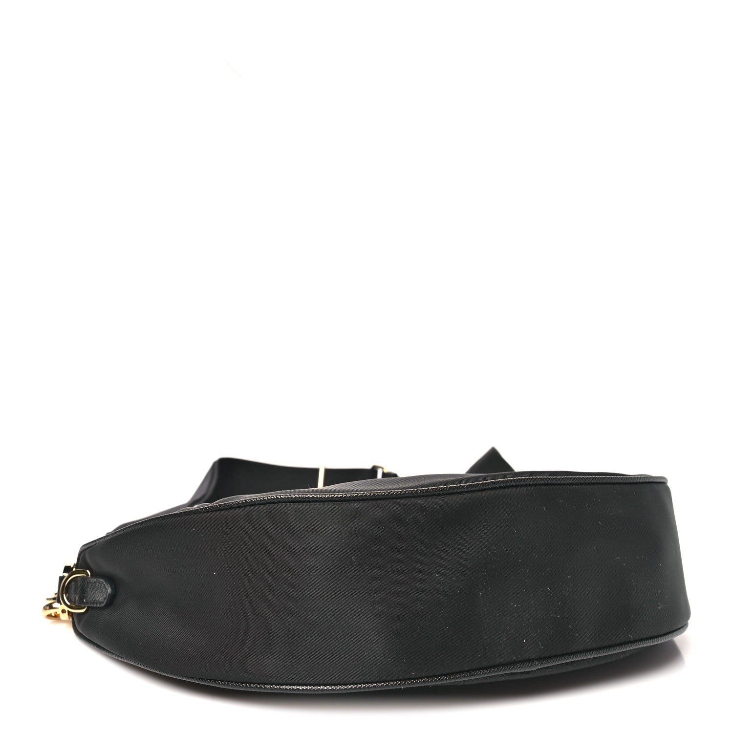 Re-Nylon Saffiano Demi-lune Shoulder Bag Black