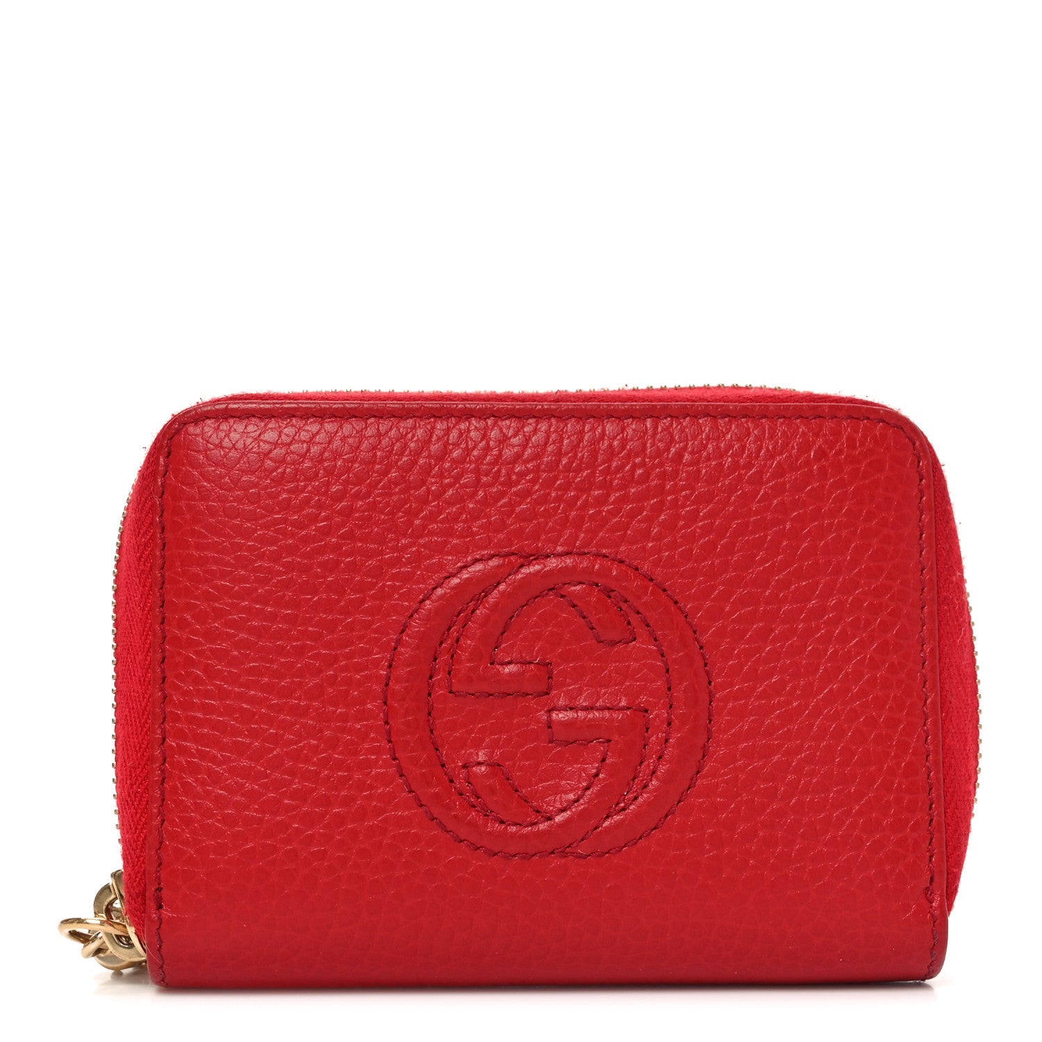 Pebbled Calfskin Small Soho Zip Around Wallet Red