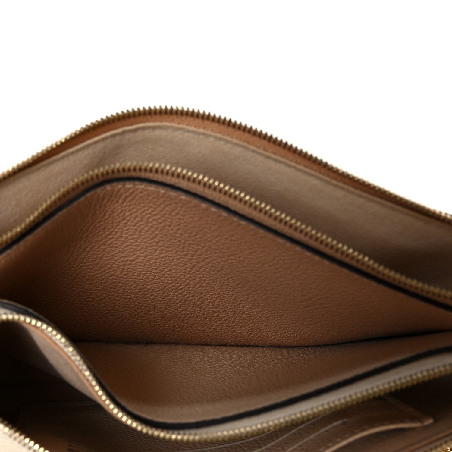 Empreinte Double Zip Pochette Beige Rose Creme