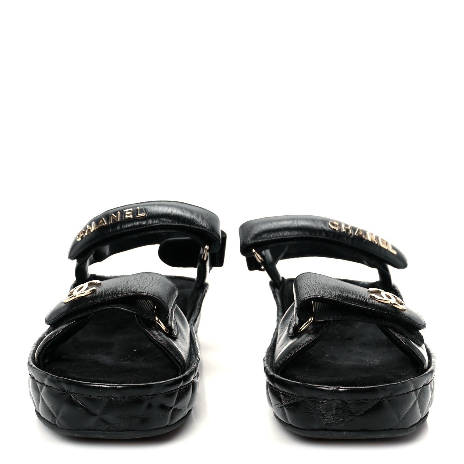 Shiny Calfskin Logo Platform Sandals 41 Black
