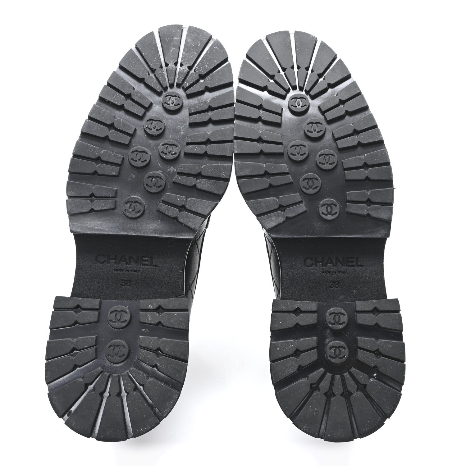 Calfskin Quilted CC Mocassin Loafers 38 Black