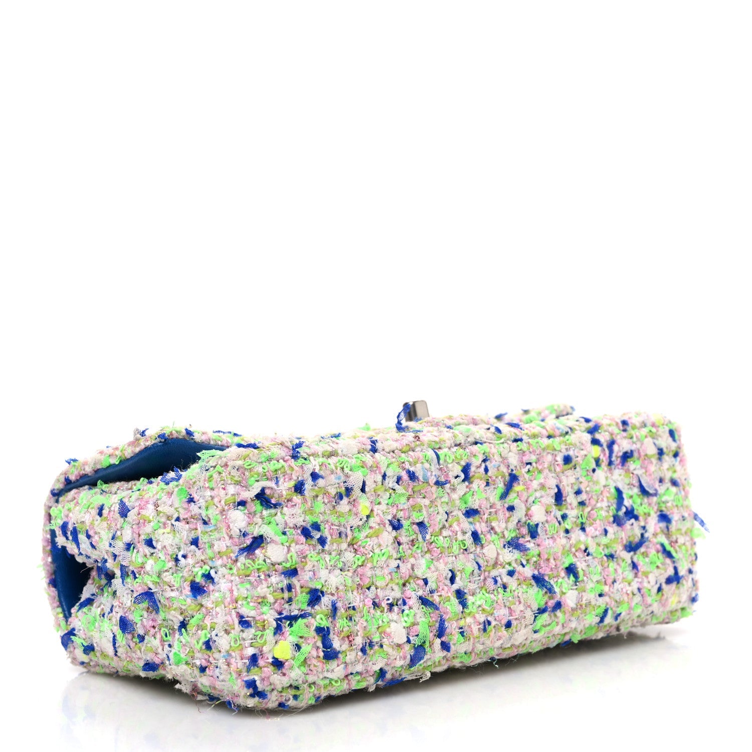 Tweed Quilted Mini Rectangular Flap White Blue Green