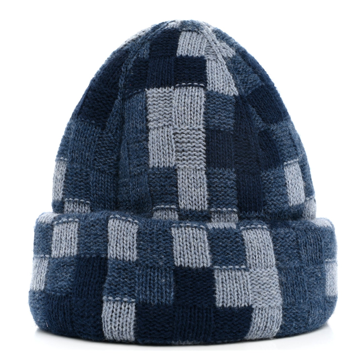 Damier Wool LV Crush Damoflage Beanie Denim Blue