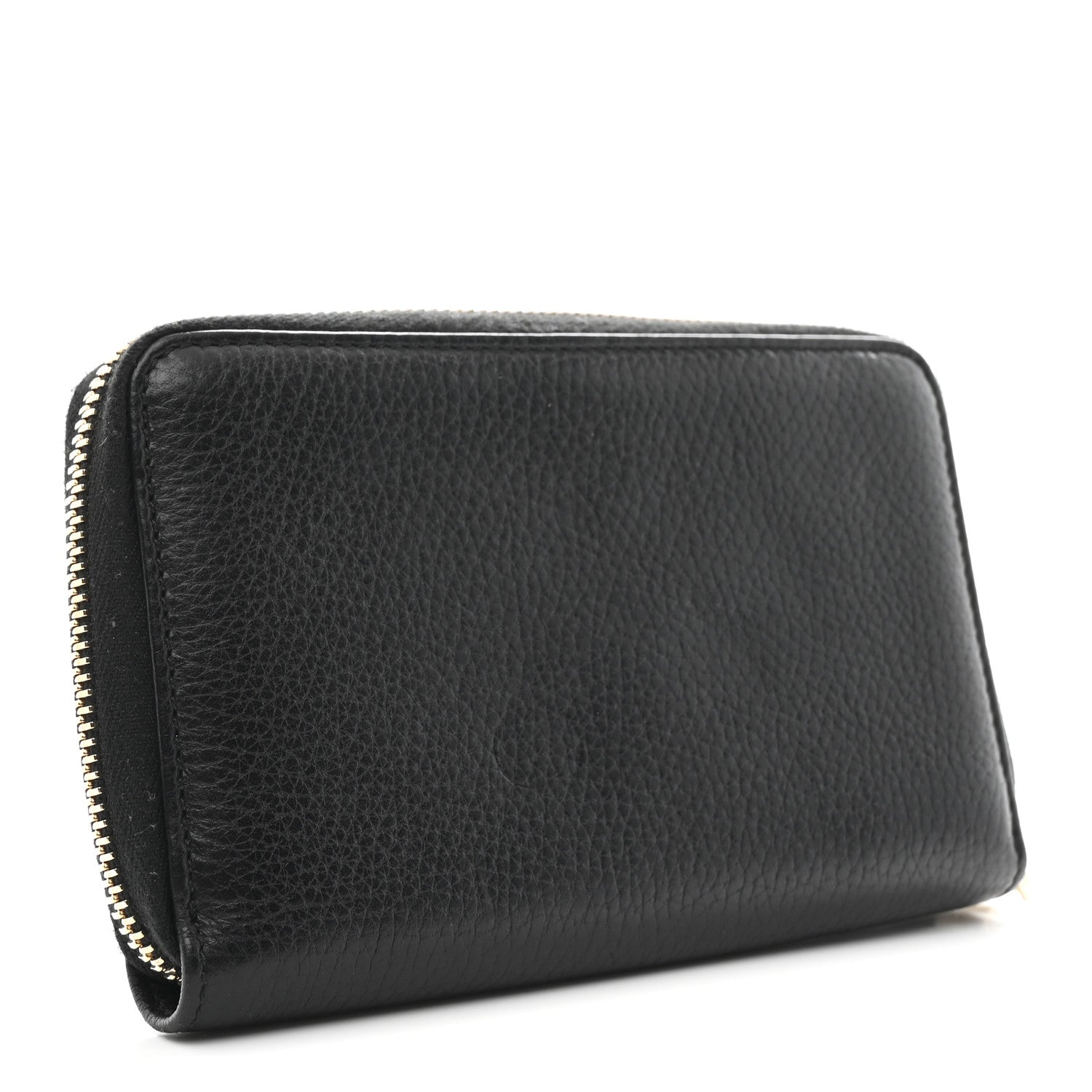 Pebbled Calfskin Medium Soho Zip Around Wallet Black
