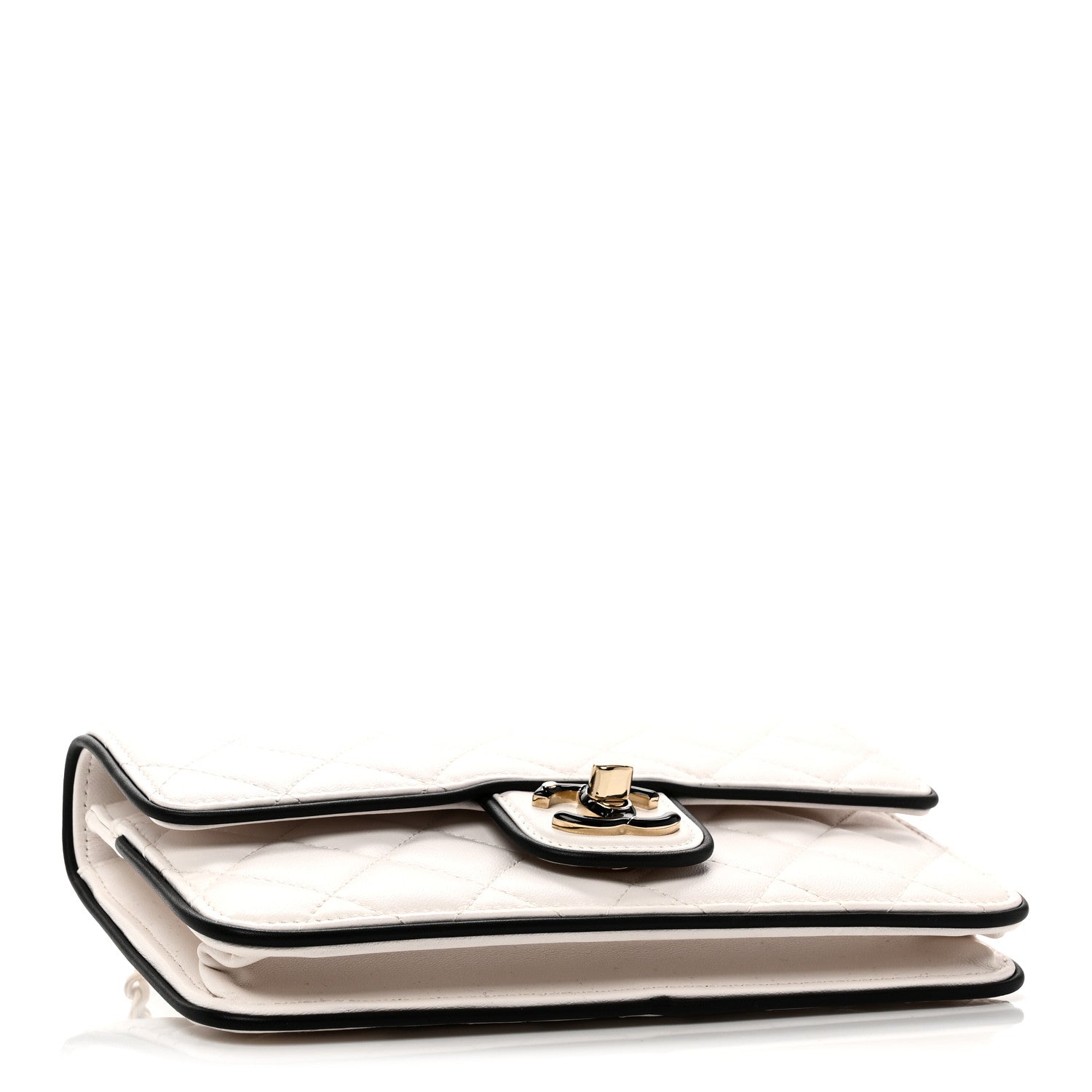 Lambskin Quilted Resin CC Mini Flap Bag White Black