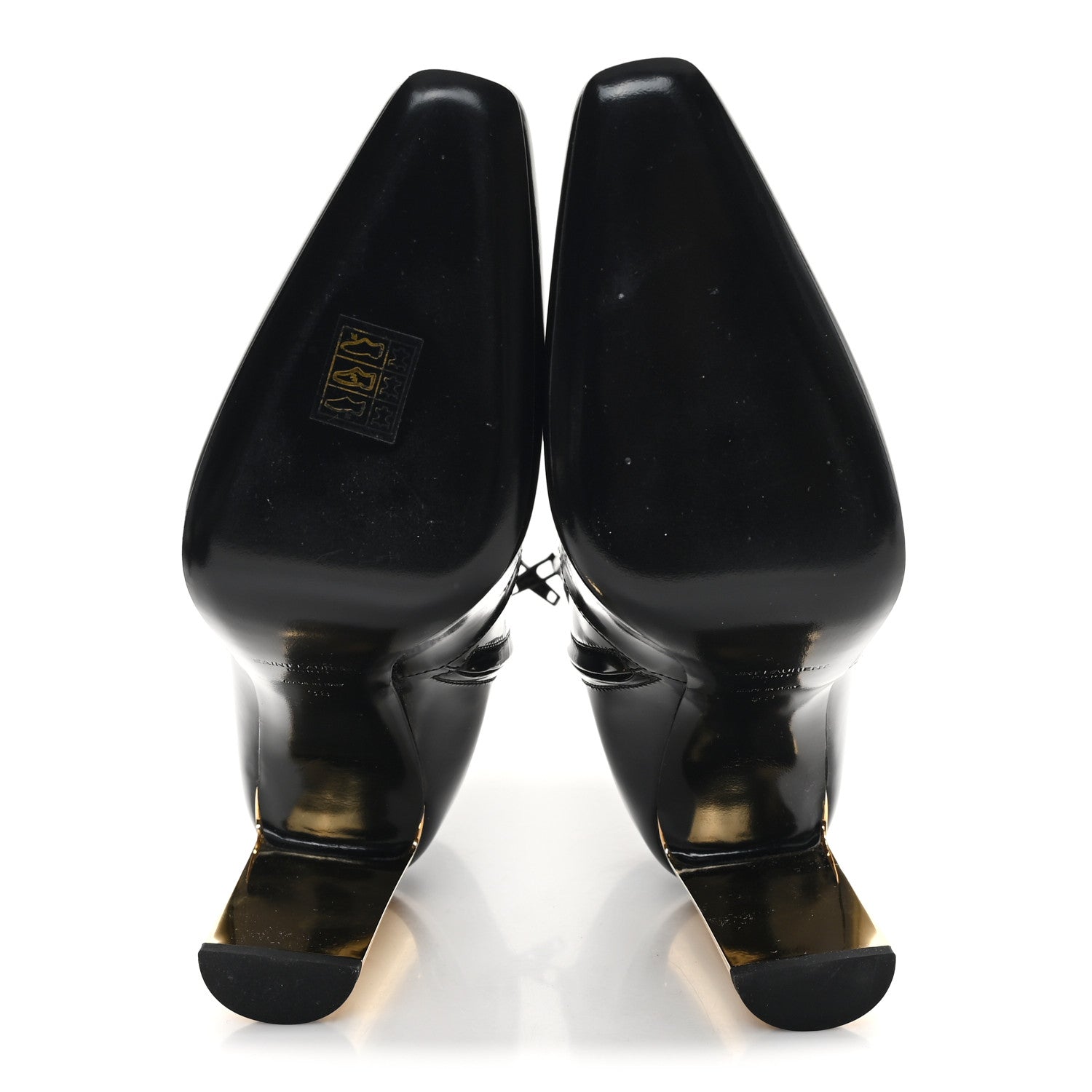 Patent Marilyn Ankle Zip Boot 38 Black Gold
