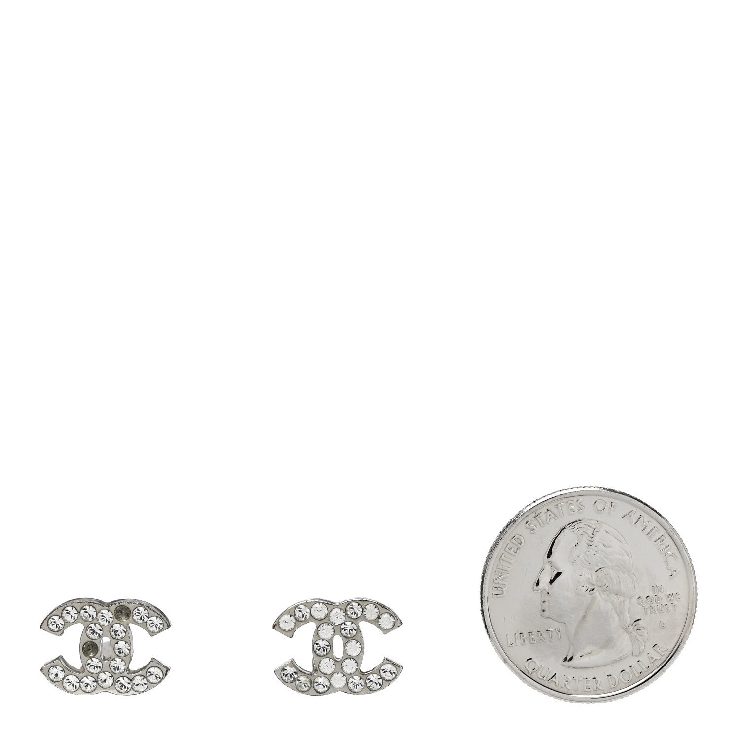 Crystal CC Clip on Earrings Silver
