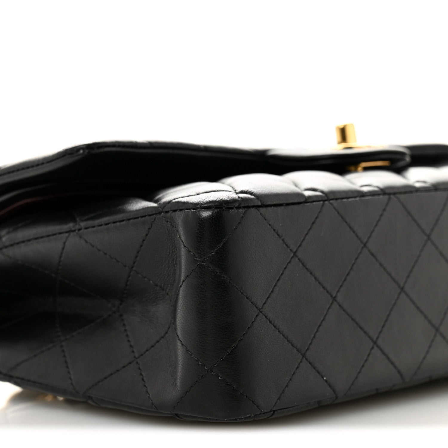Lambskin Quilted Medium Double Flap Black