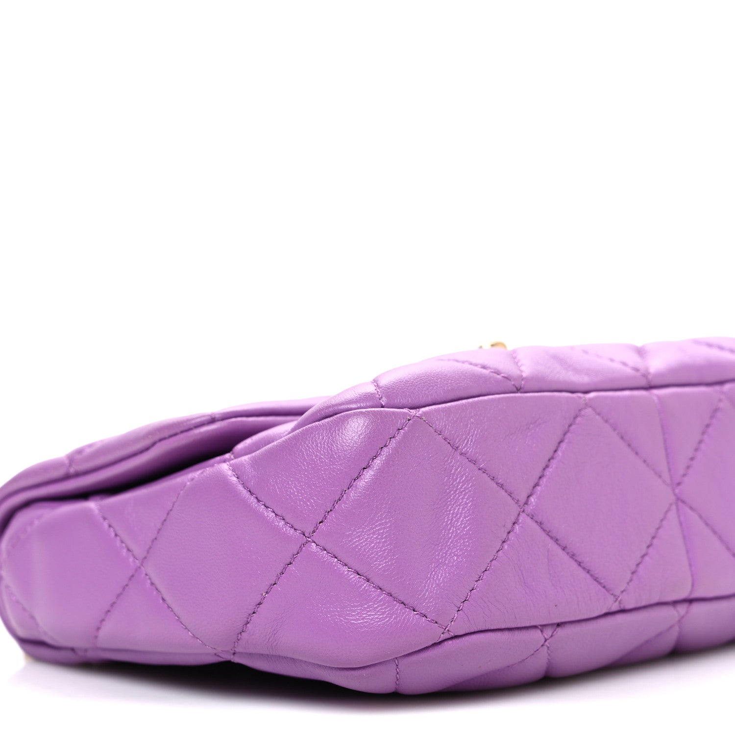 Lambskin Quilted Mini Lacquered Chain Flap Purple