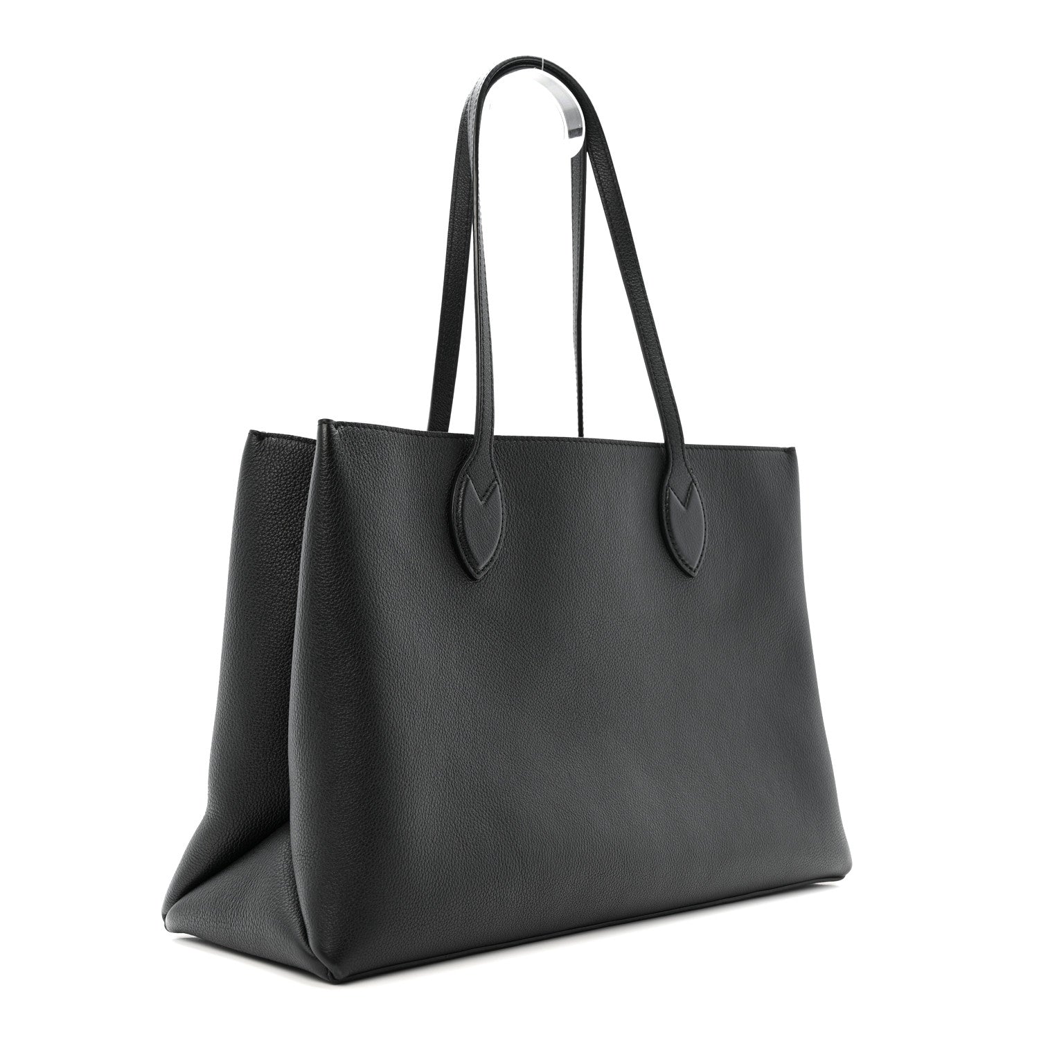Grained Calfskin Lockme Shopper Black