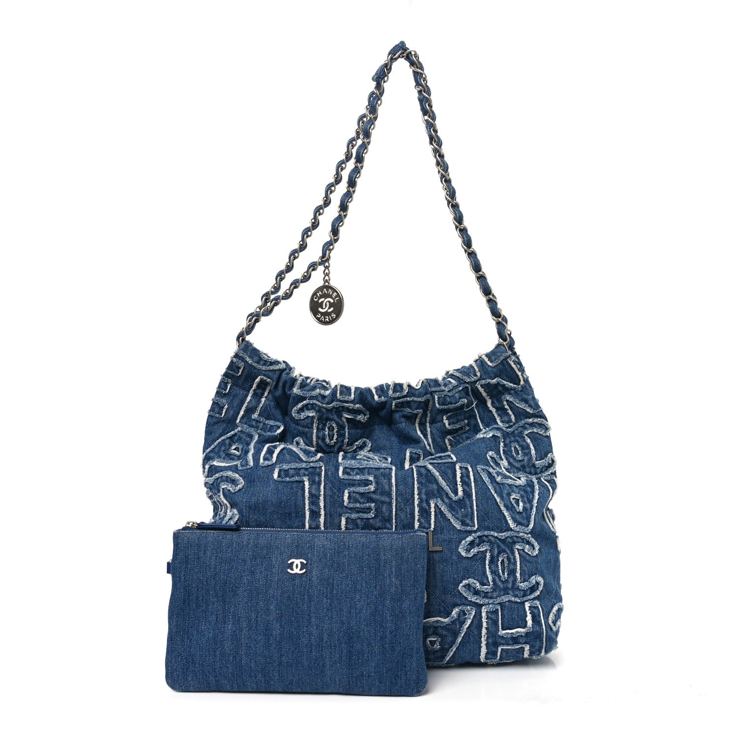 Denim Patchwork Logo Chanel 22 Blue