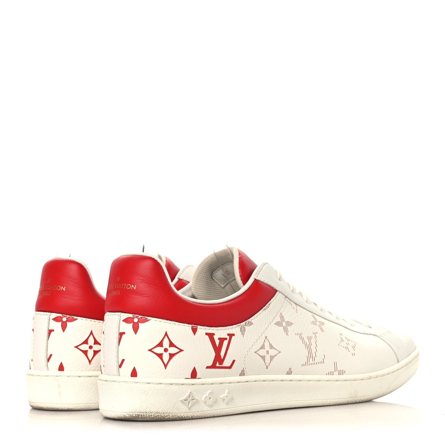 Calfskin Monogram Luxembourg Sneakers 10 Red White