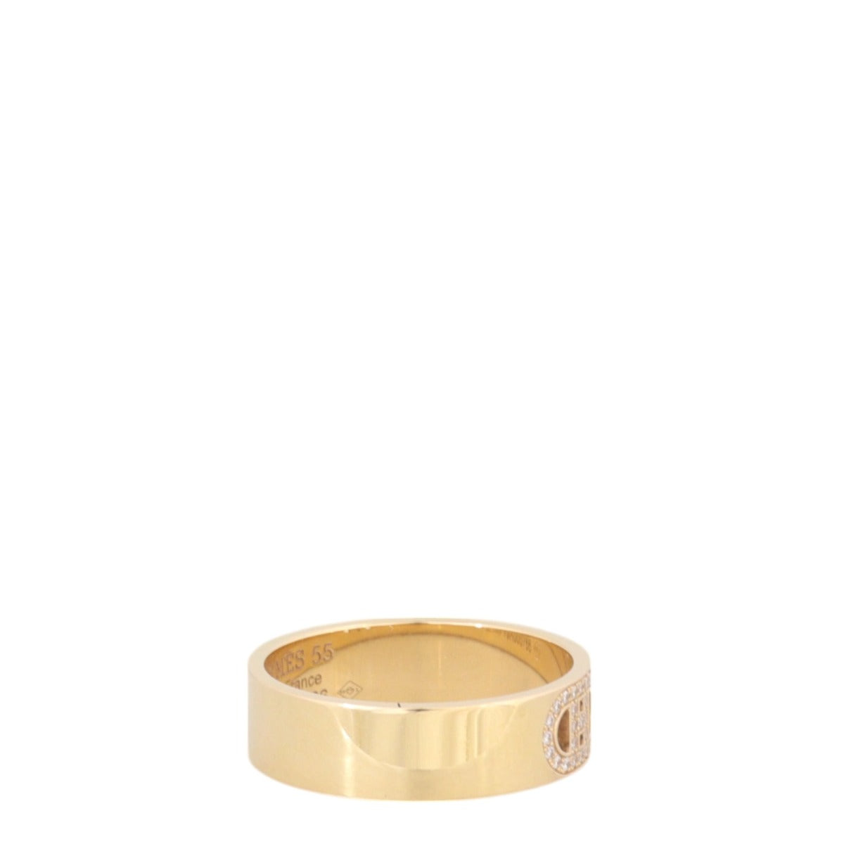 Hermes H d'Ancre Diamond 18k Yellow Gold Ring