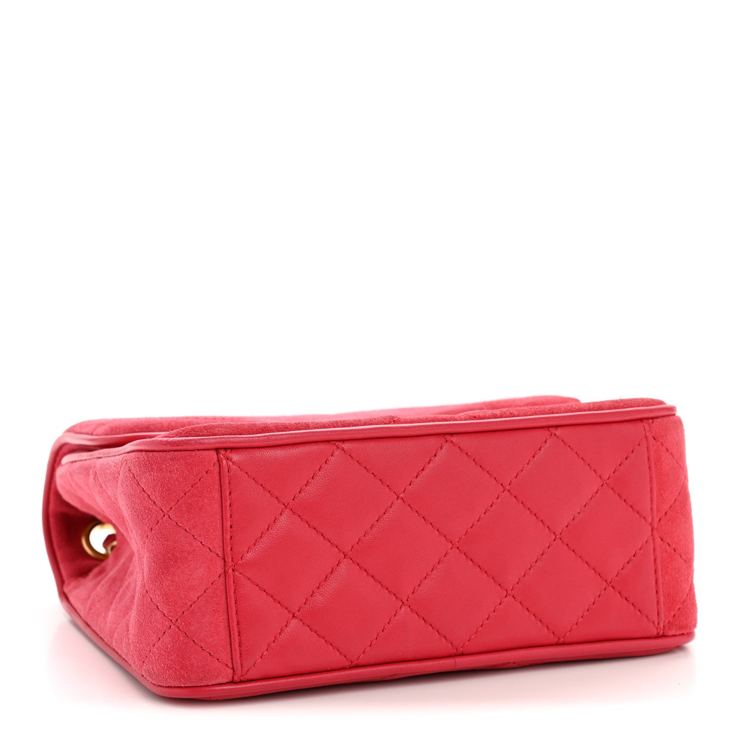Suede Lambskin Scallop Quilted Mini Pagoda Flap Pink