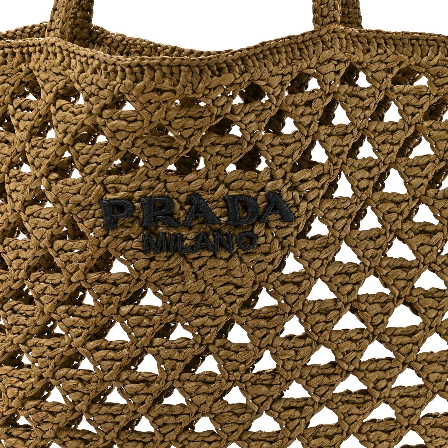 Yarn Raffia Effect Embroidered Logo Tote Oliva