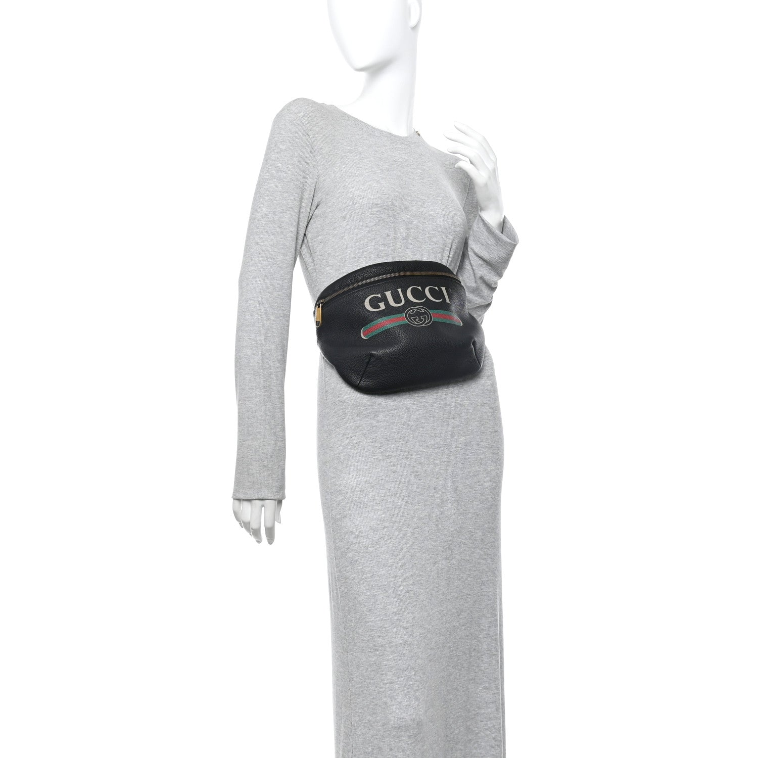 Grained Calfskin Logo Belt Bag Black
