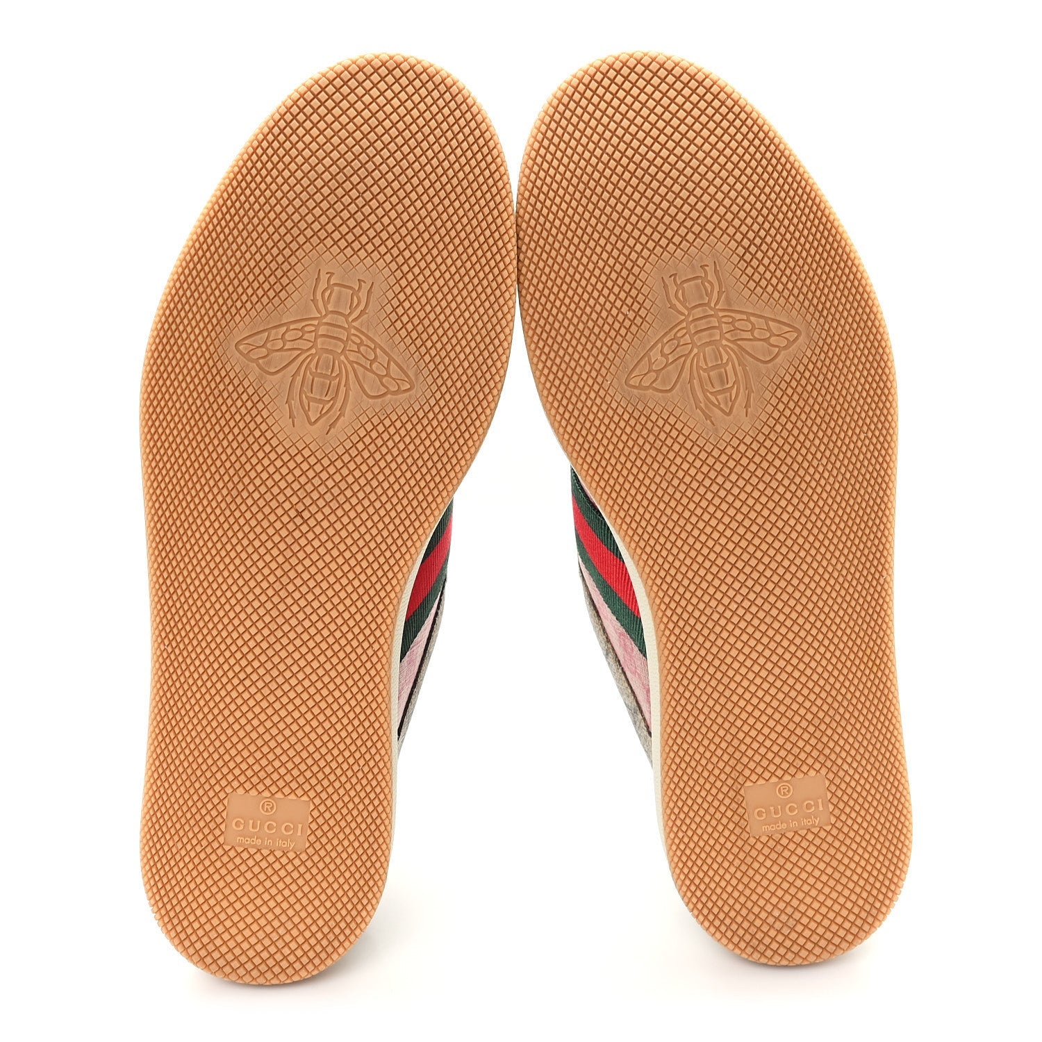 GG Supreme Monogram Harness Calfskin Web Womens Screener Sneakers 39 Beige Ebony Rosso Harness Brown