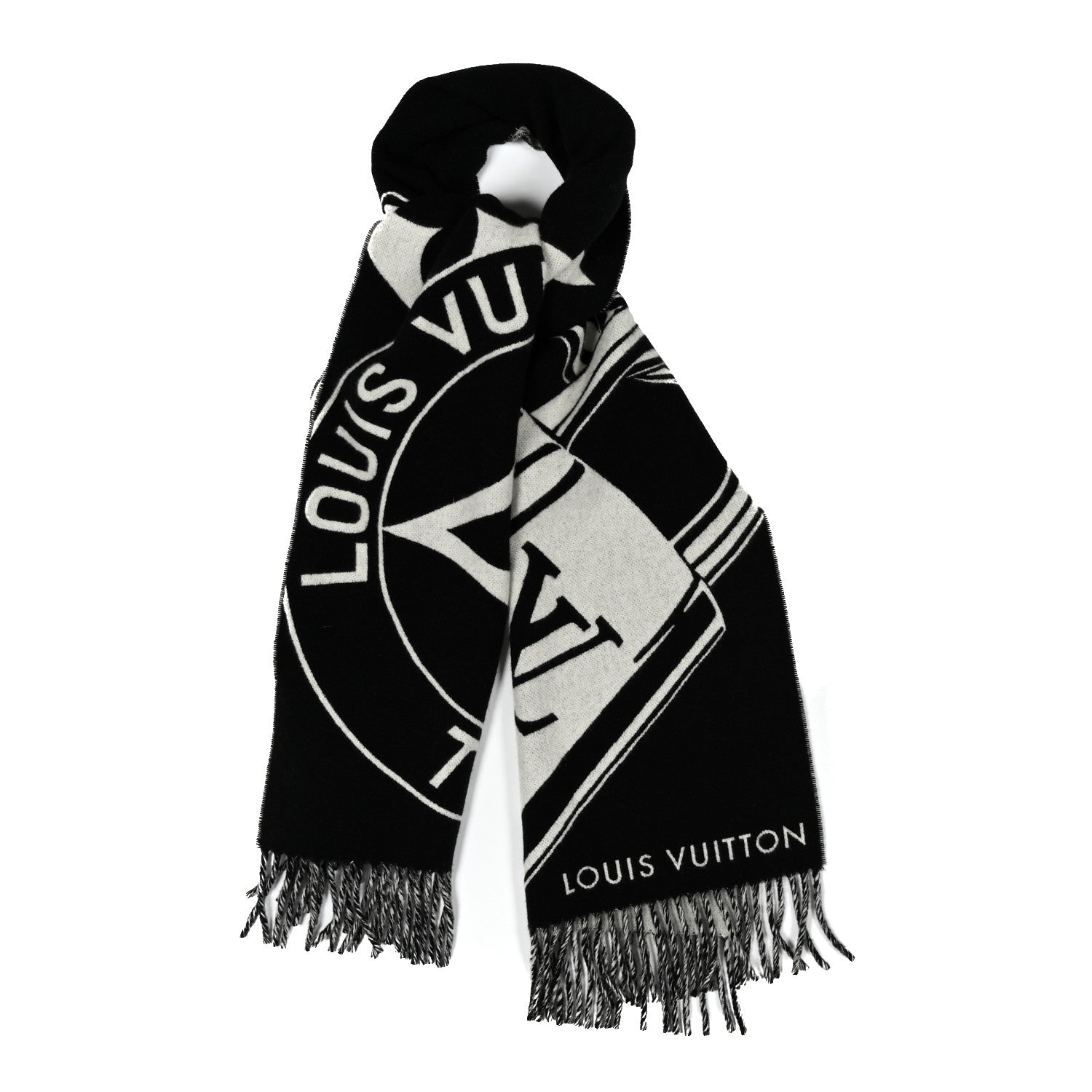 Wool Cashmere Lock And Keys Scarf Black