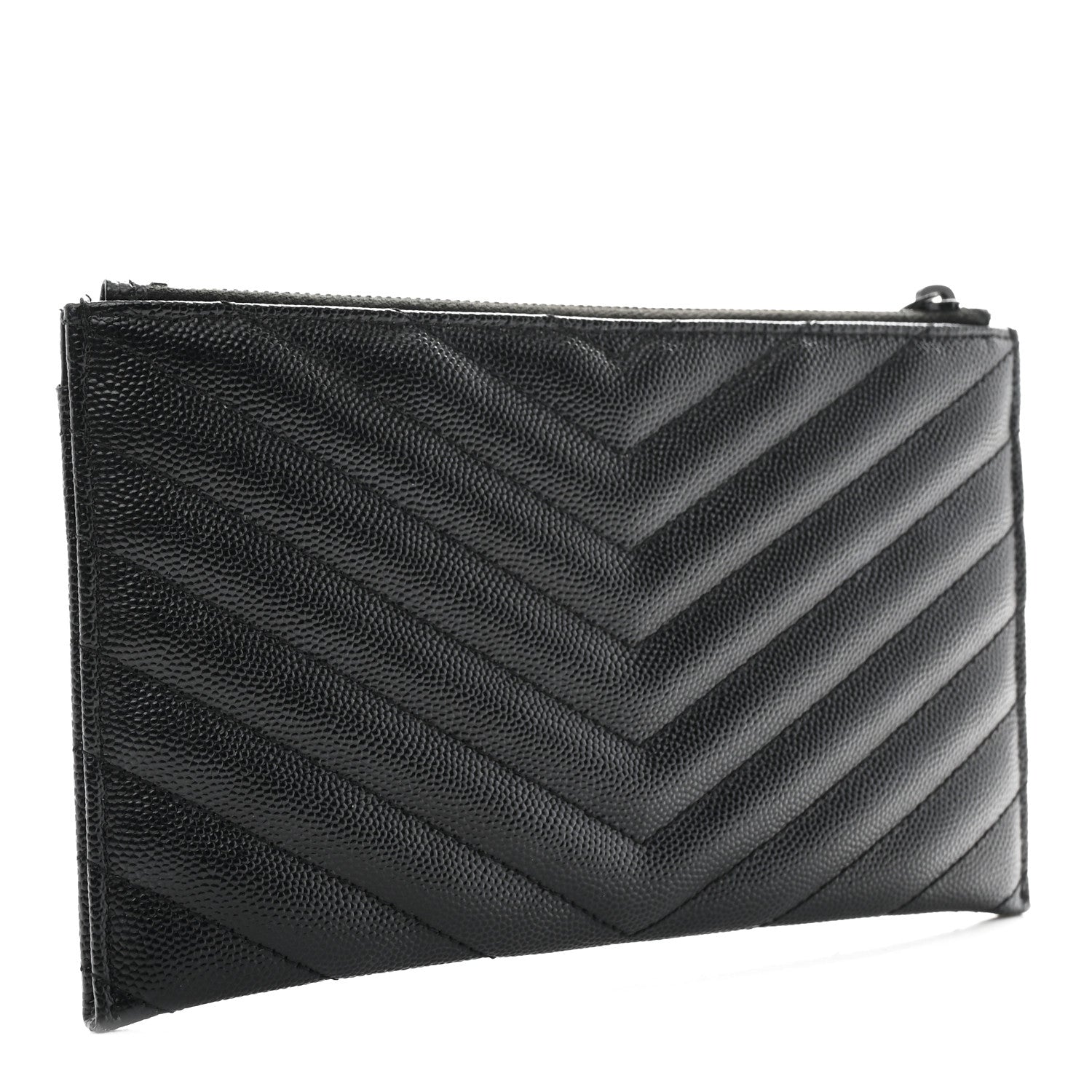 Grain De Poudre Chevron Monogram Monochrome Bill Pouch Black