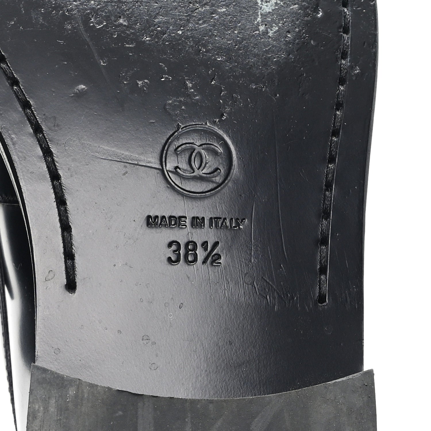 Shiny Calfskin Logo Loafers 38.5 Black