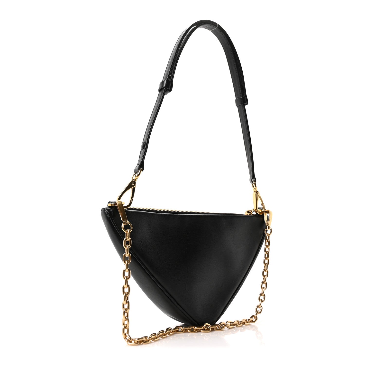 Jacquard Calfskin Triangolo Symbole Embroidered Mini Triangle Double Bag Black Edera