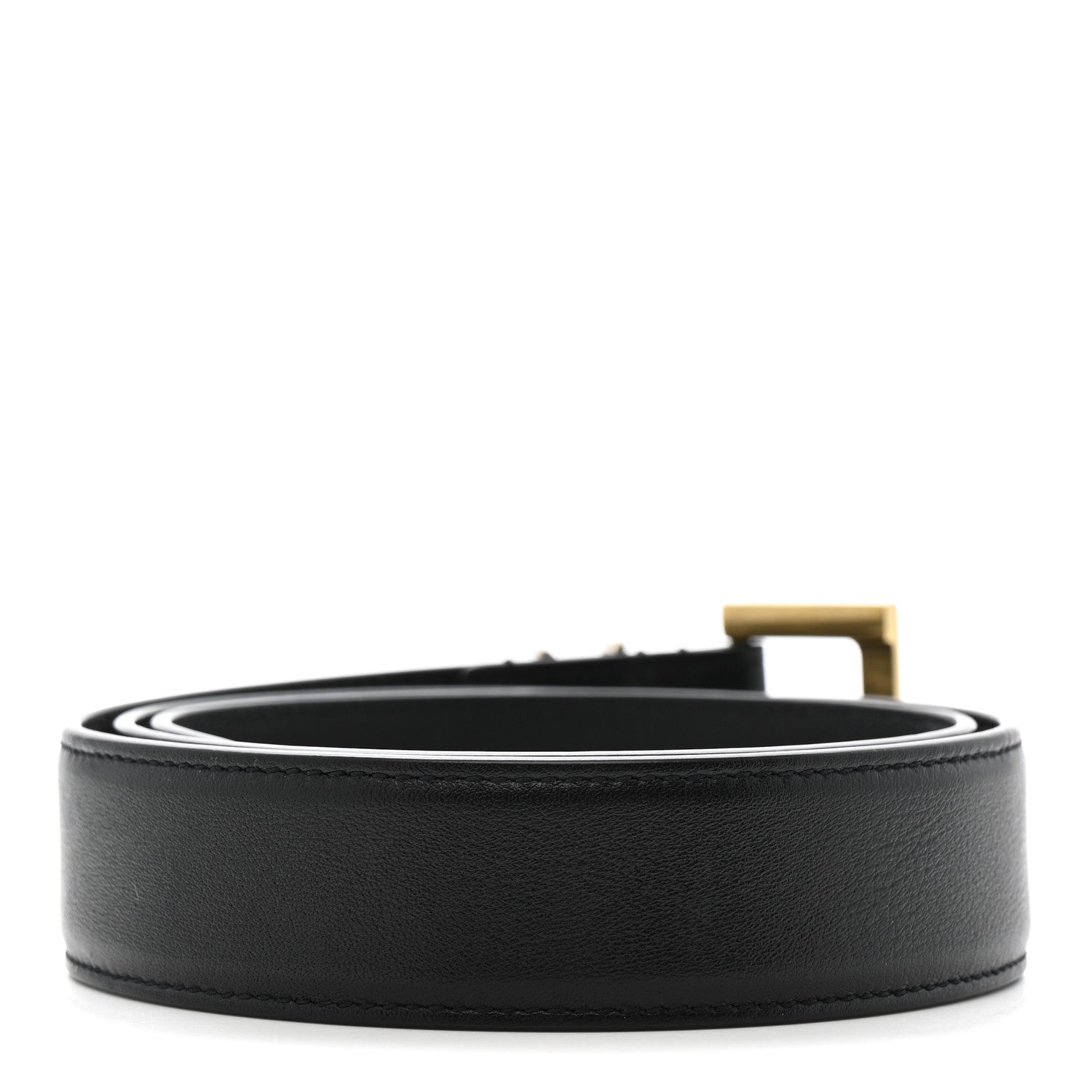 Smooth Calfskin Monogram Square Buckle Belt 75 30 Black