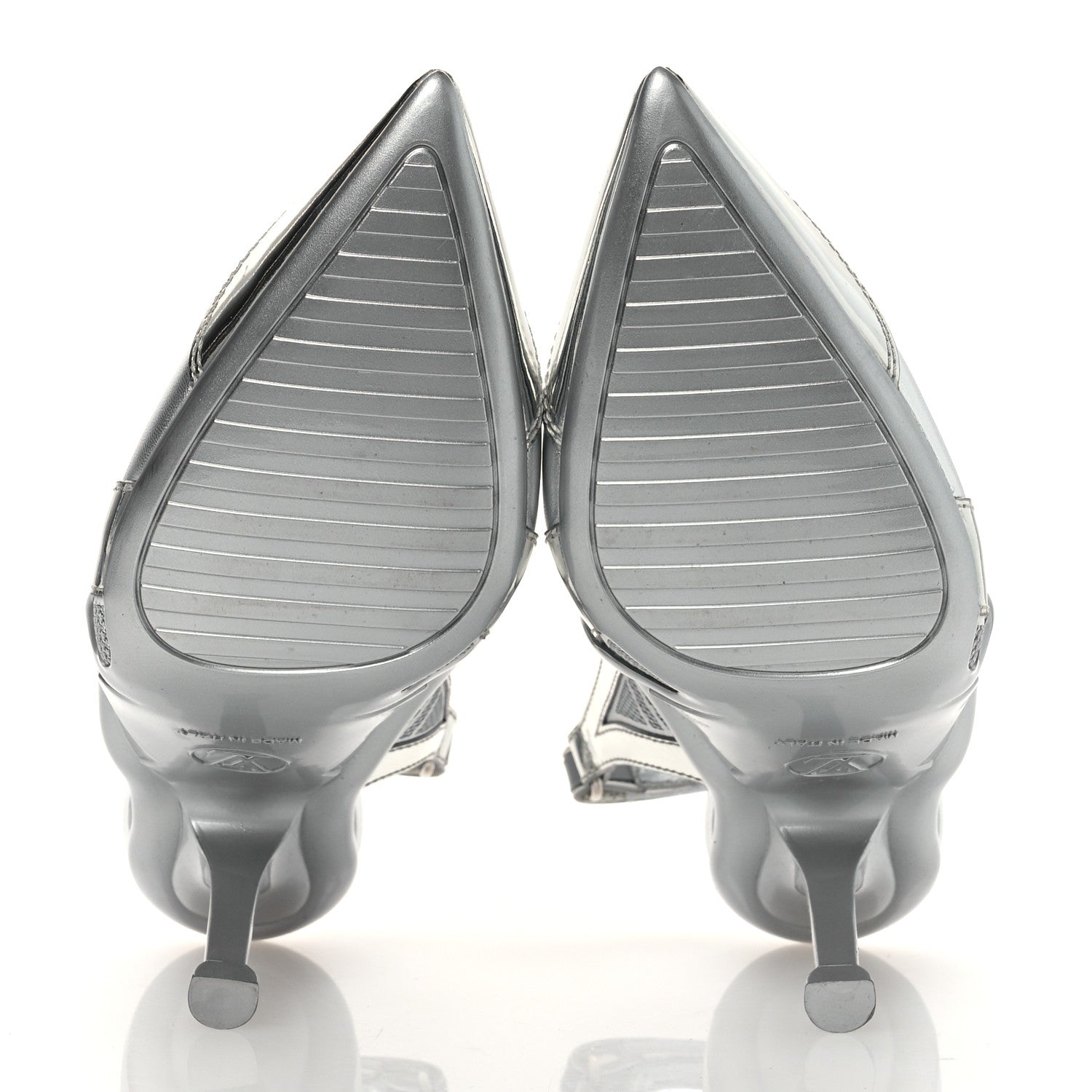 Metallic Lambskin Archlight Slingback Pumps 37 Argent