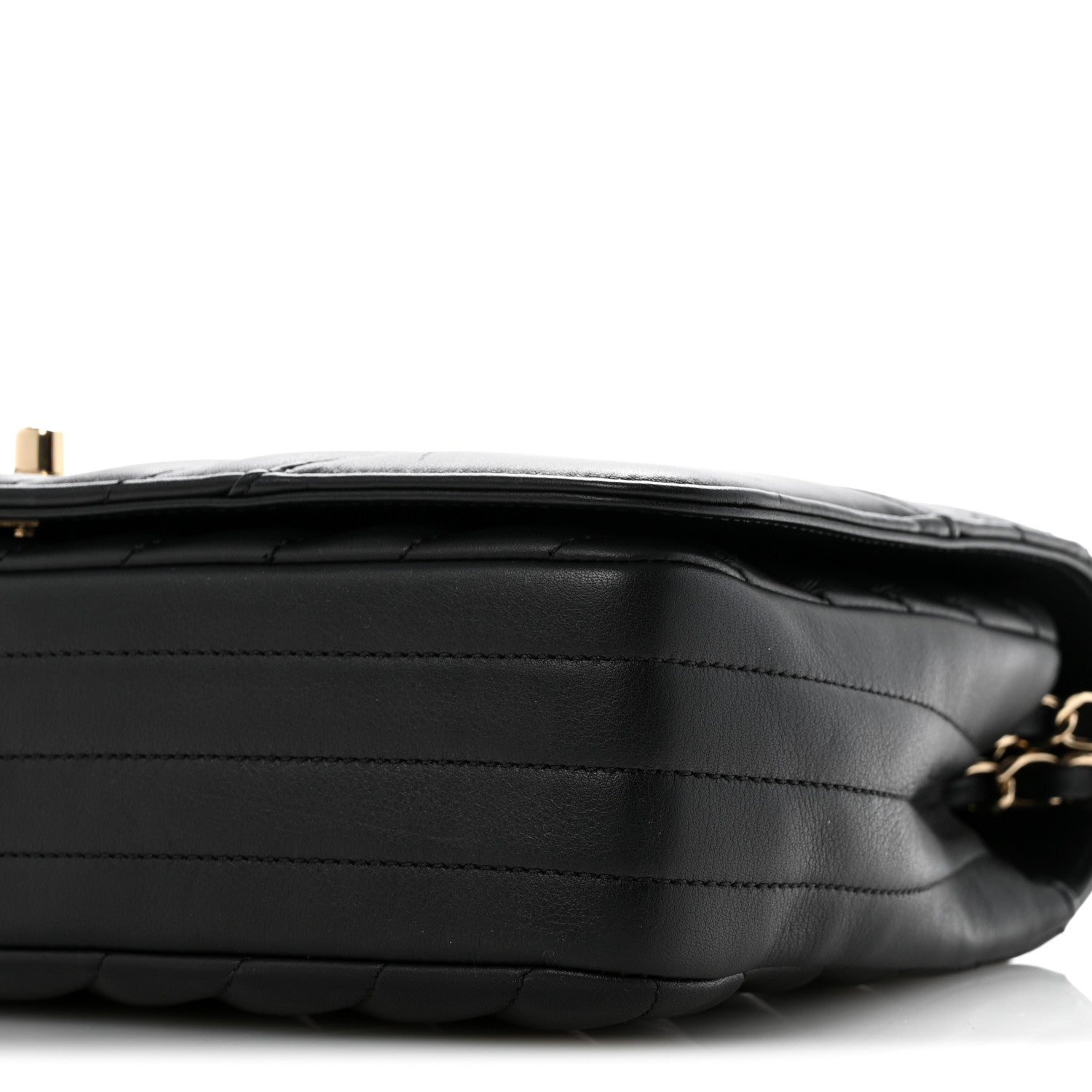 Calfskin Chevron Quilted Large Statement Flap Black